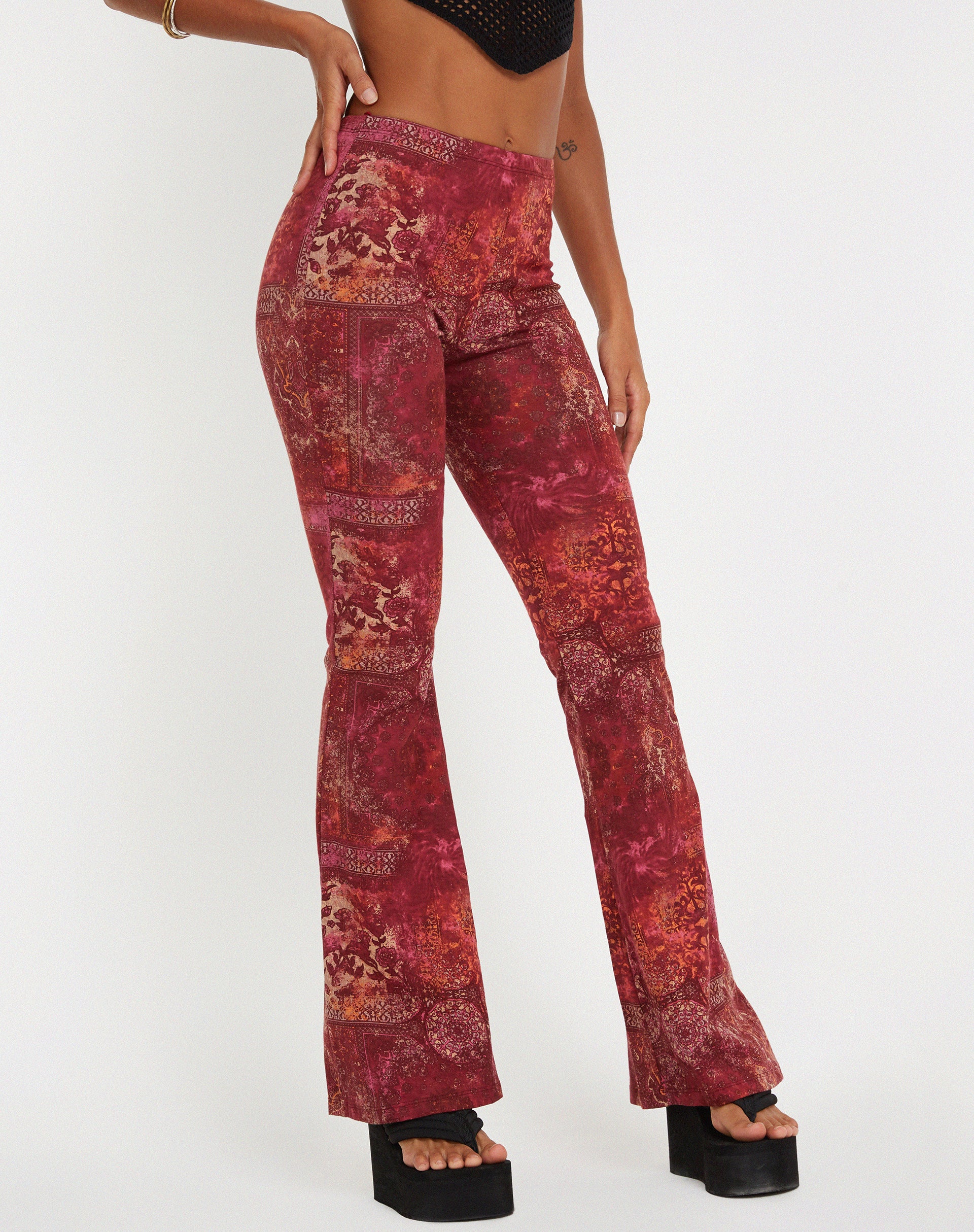 Paisley print flare on sale pants