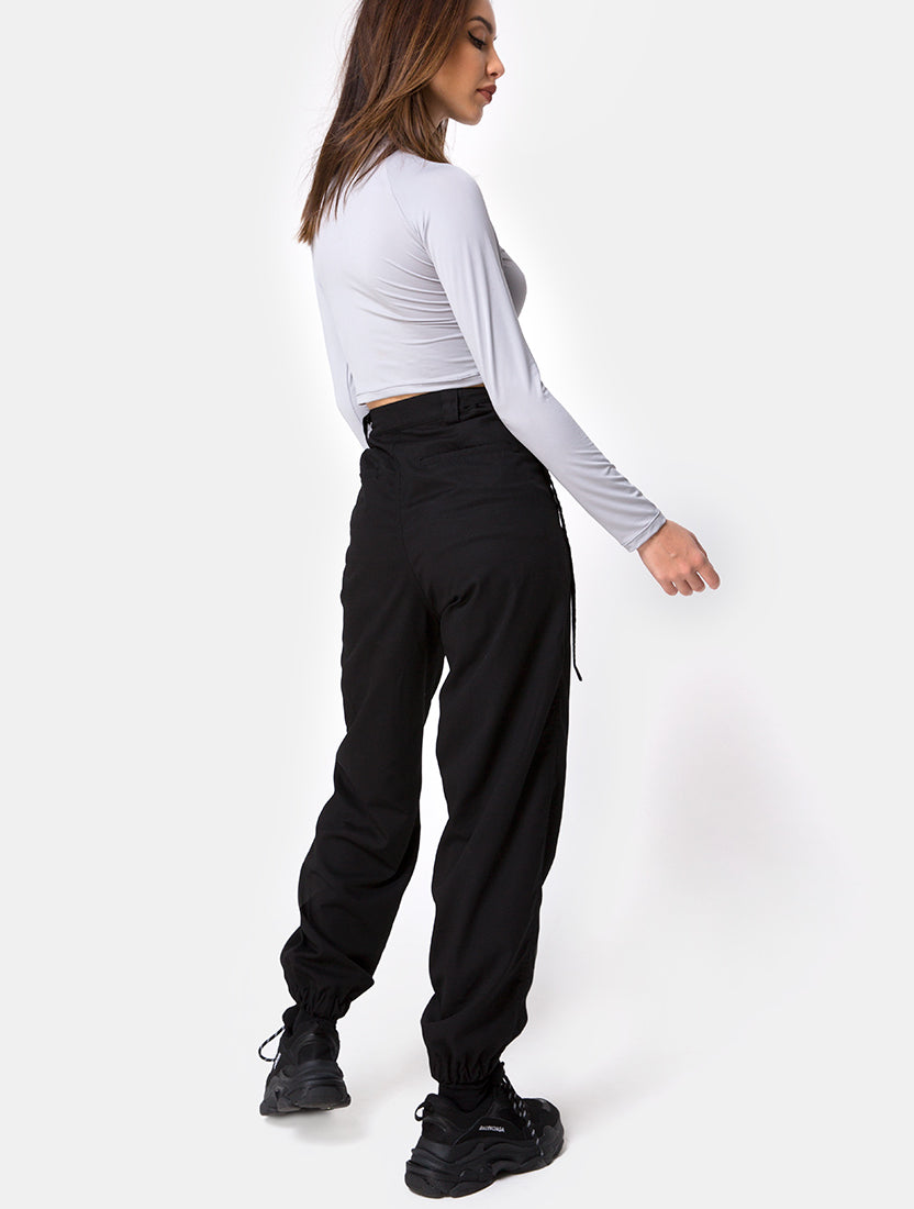 Jubie Cargo Trouser in Black Drill – motelrocks.com