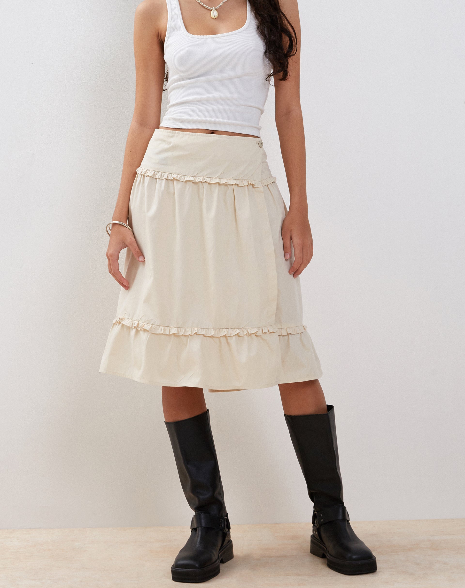 Frill shop midi skirt