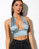 Image of Keiza Crop Top in Satin Silver Blue