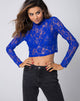 Image of Larisa Top in Rose Ribbon Lace Cobalt