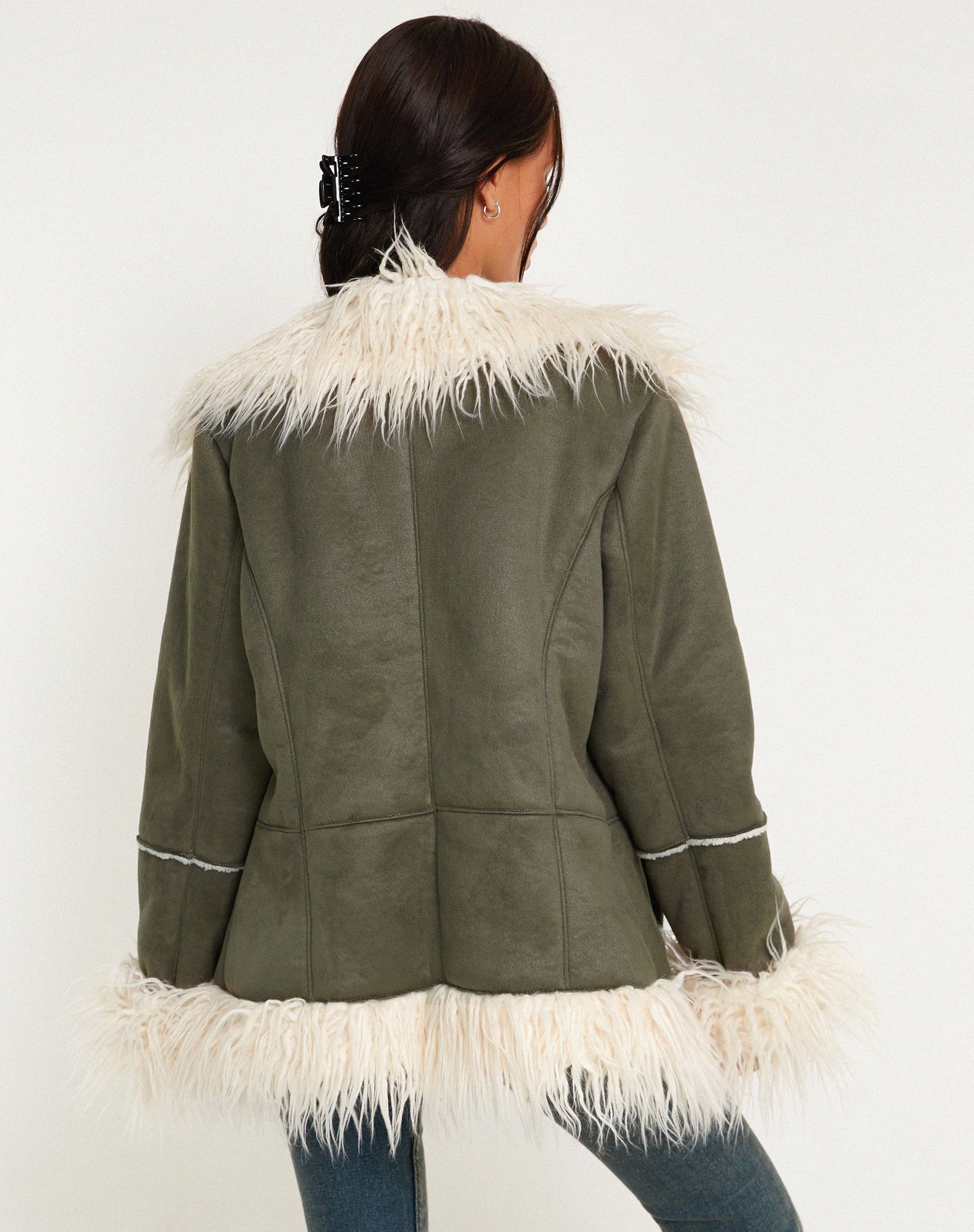 Green parka with on sale black fur hood