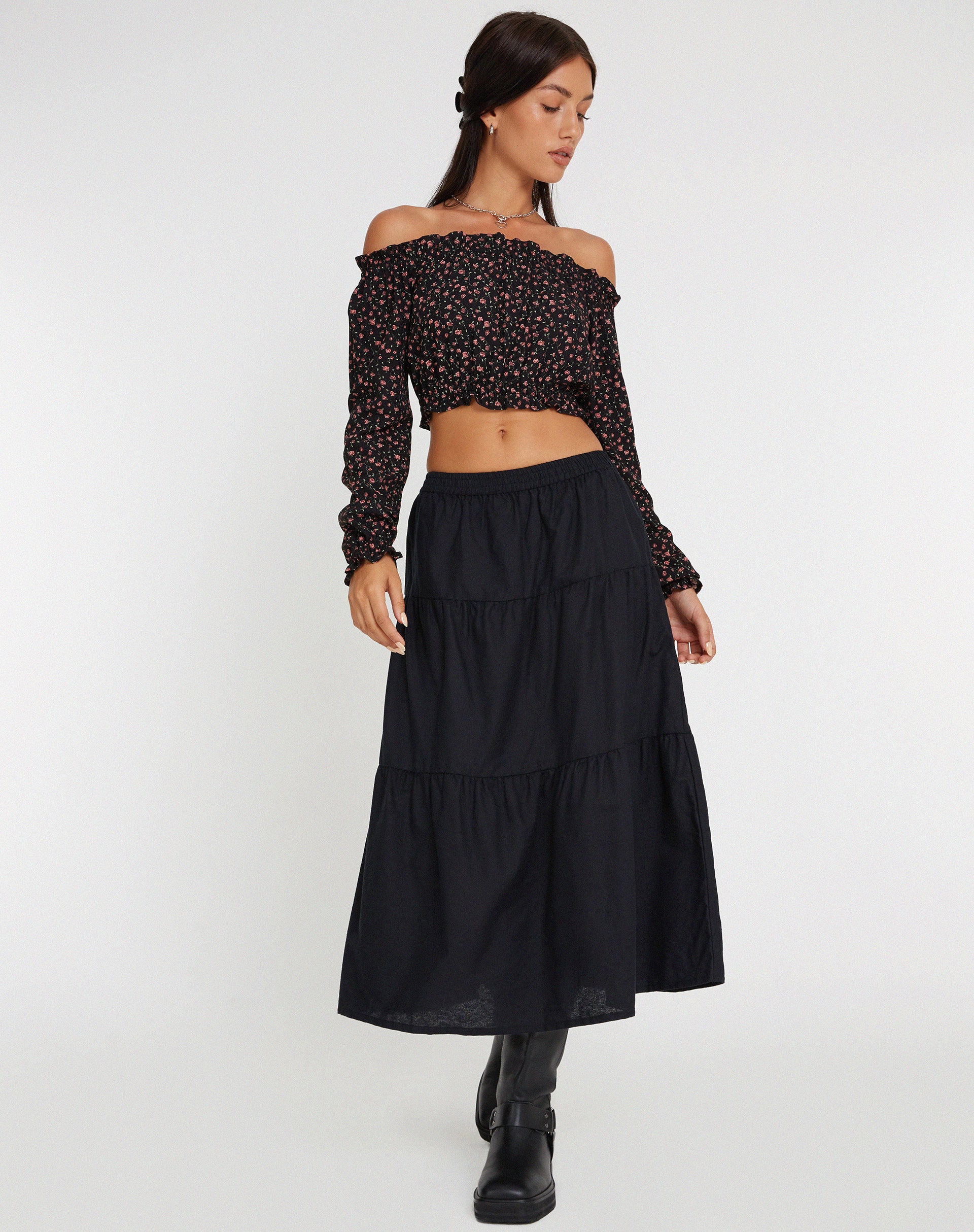 Maxi skirt hotsell and bardot top