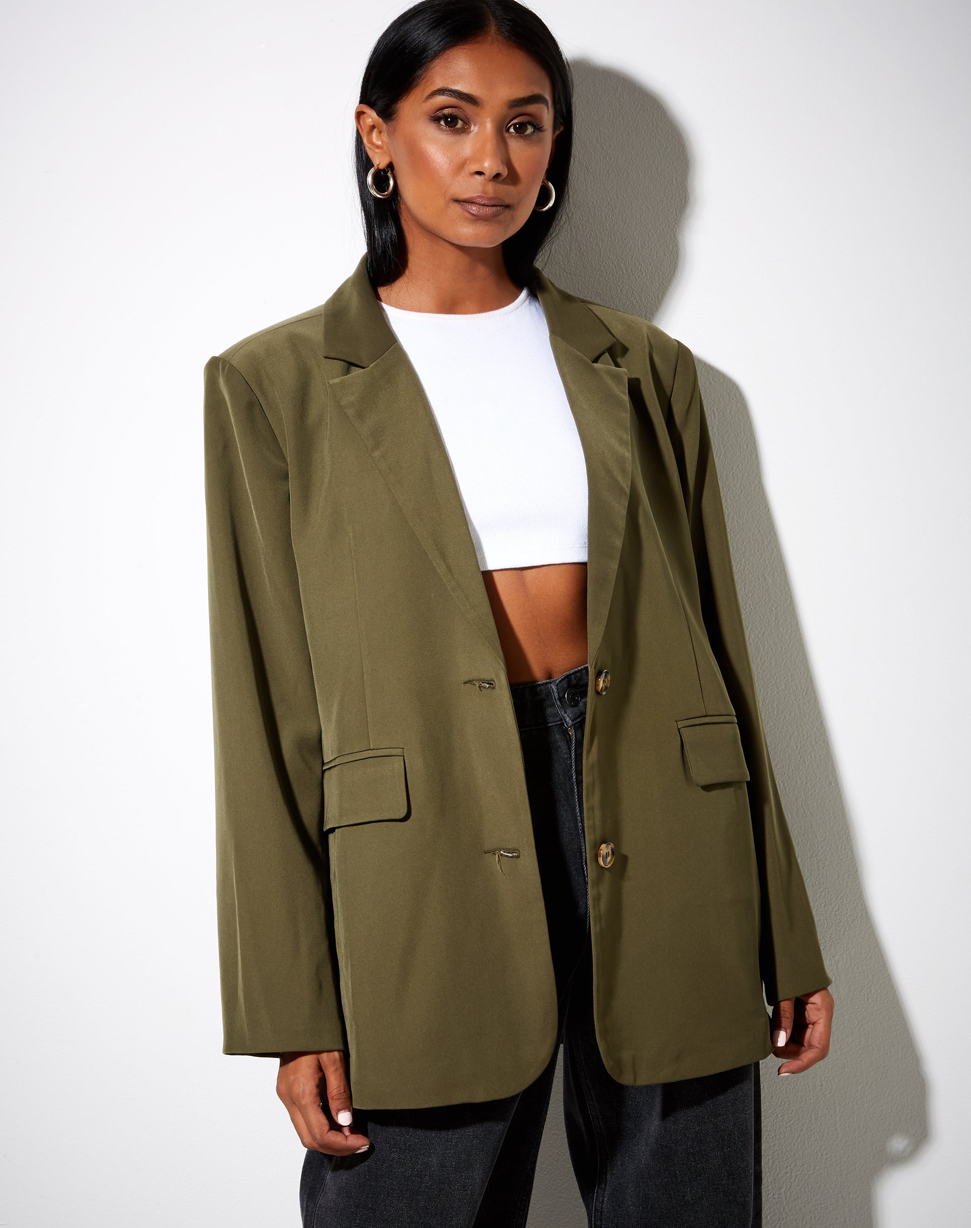 Khaki oversized clearance blazer