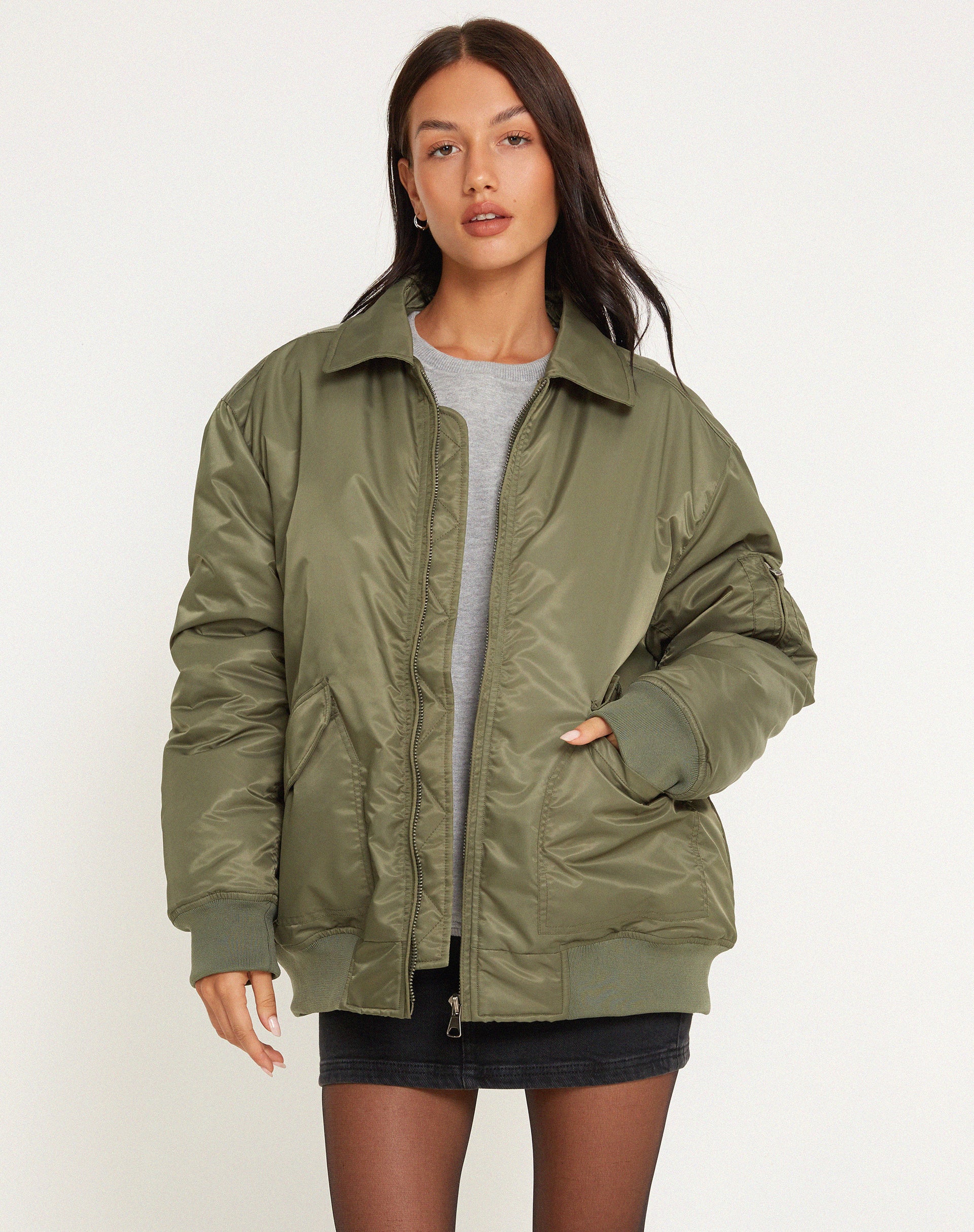 Khaki green jacket on sale womens