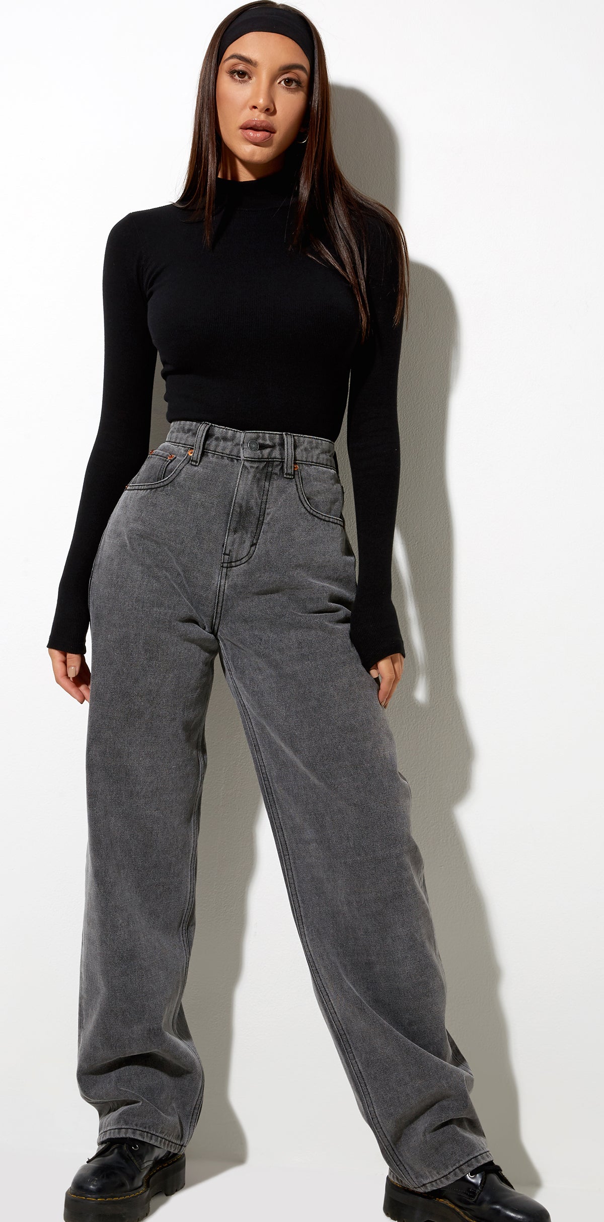 Wide Leg Grey Denim Jeans | Parallel – motelrocks.com