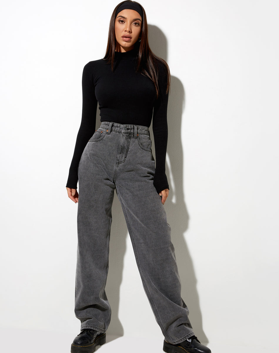 Wide Leg Grey Denim Jeans | Parallel – motelrocks.com