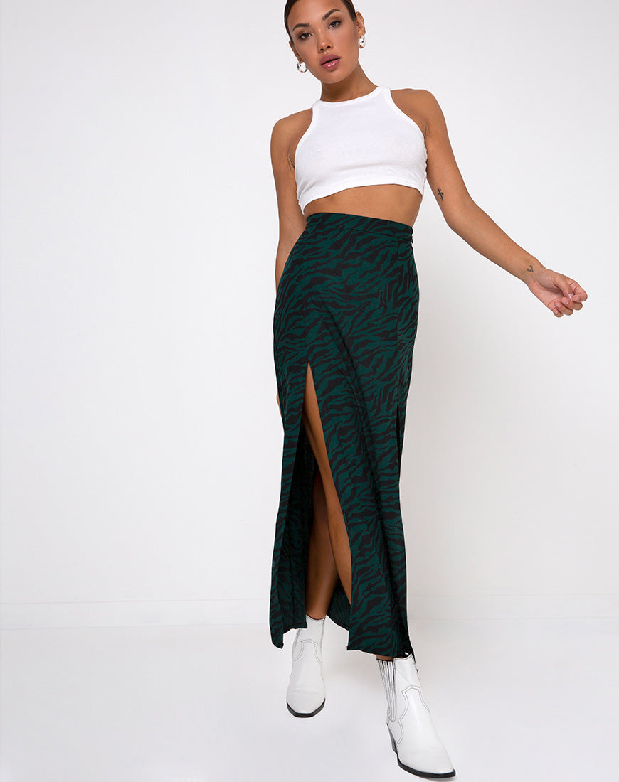 Mica Skirt | Zebra Forest Green – motelrocks.com