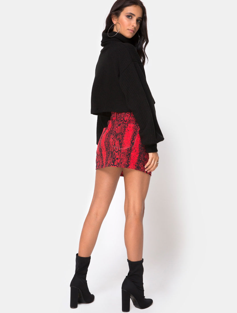 Mini Broomy Skirt in Red Snake – motelrocks.com