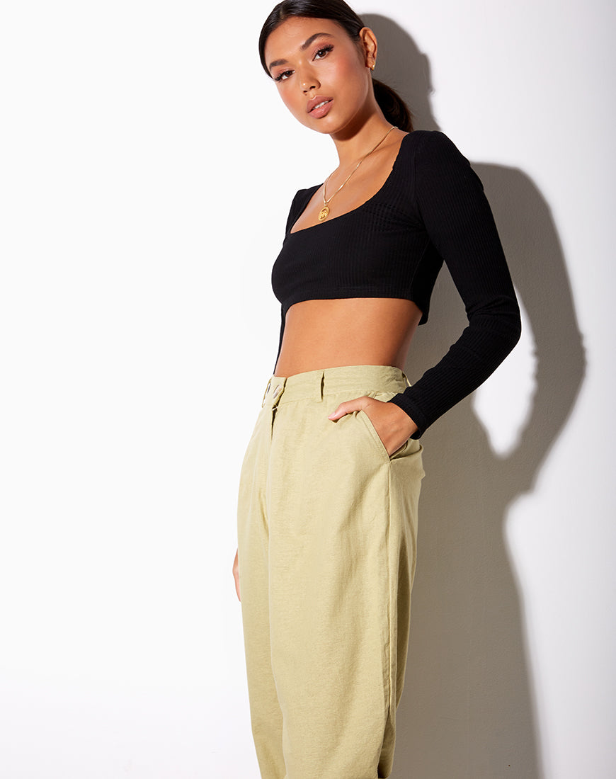 High Waist Light Green Cigarette Pant | Misca – motelrocks.com