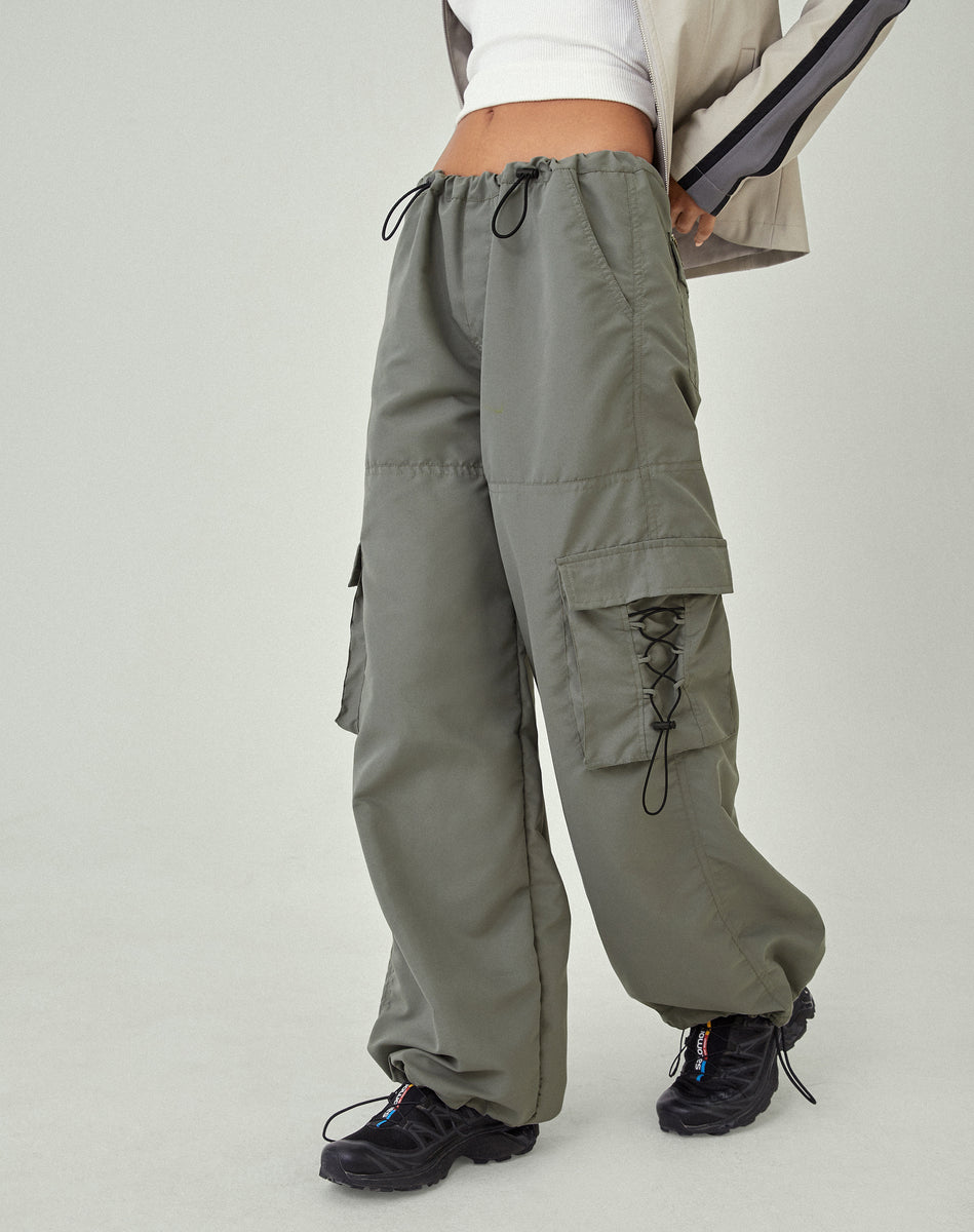 Light Grey Toggle Detail Cargo Trousers | Fabio – motelrocks.com