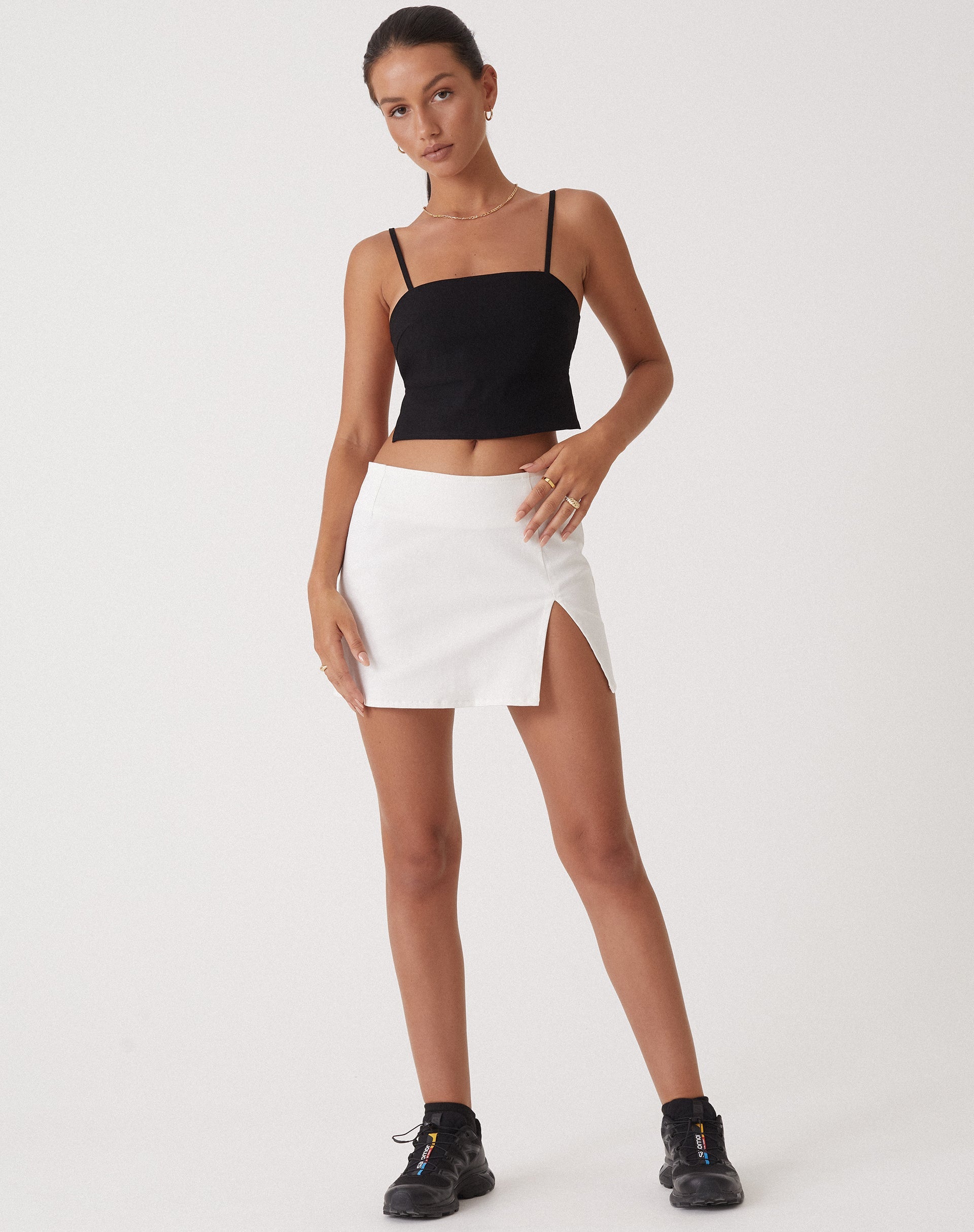 Cream satin backless hot sale strappy crop top