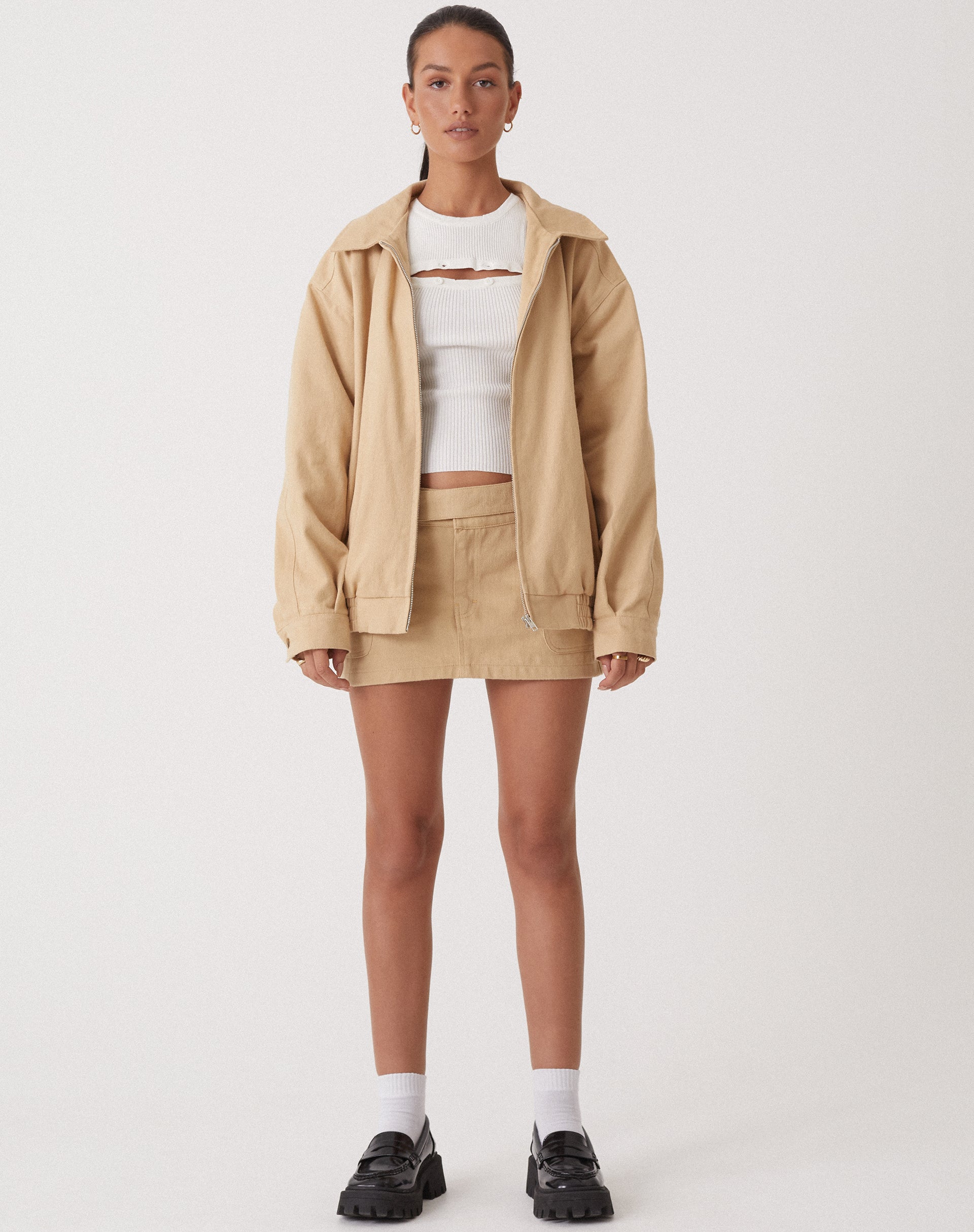 Tan Cargo Micro Mini Skirt | Stina – motelrocks.com