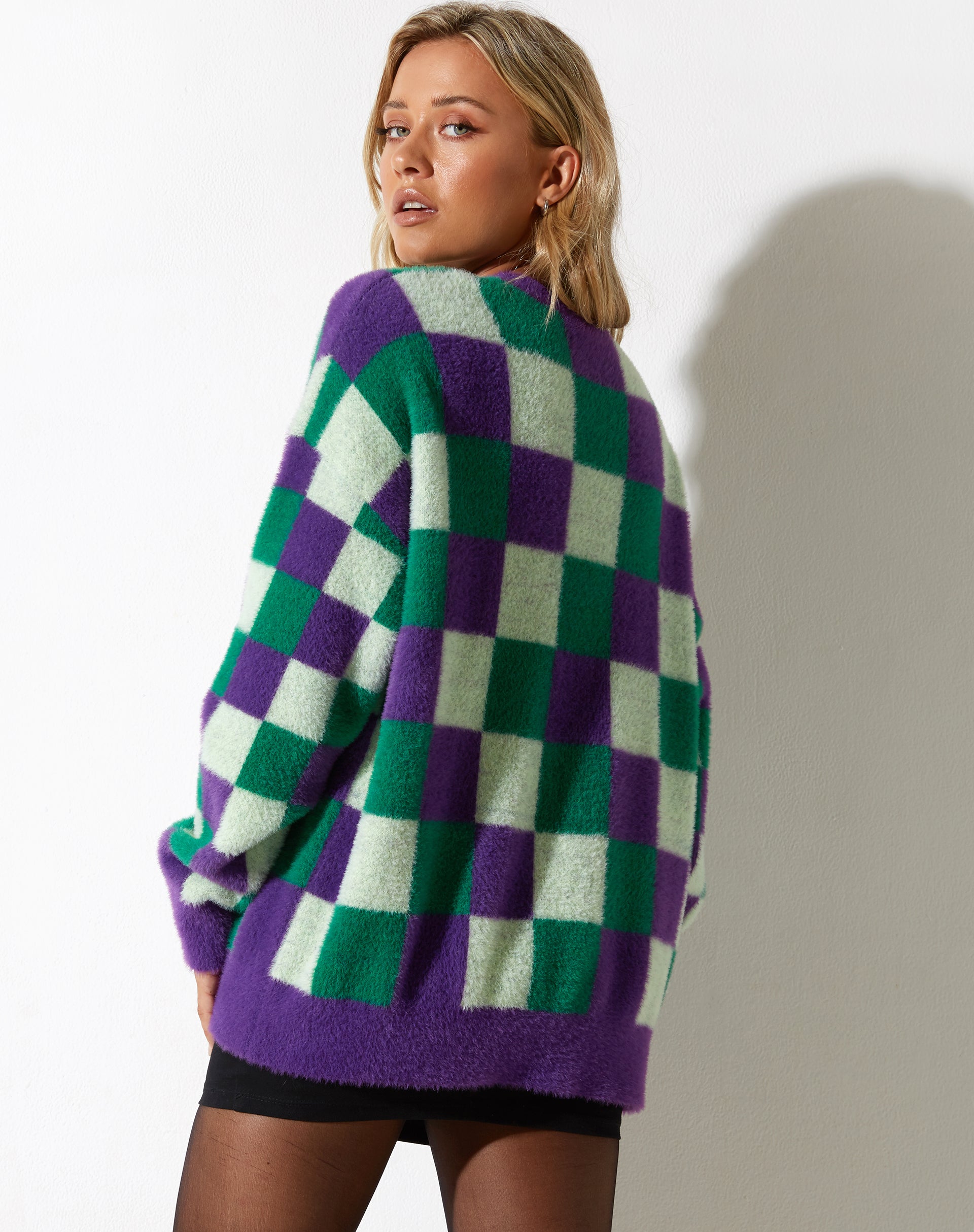 Purple and 2025 green sweater