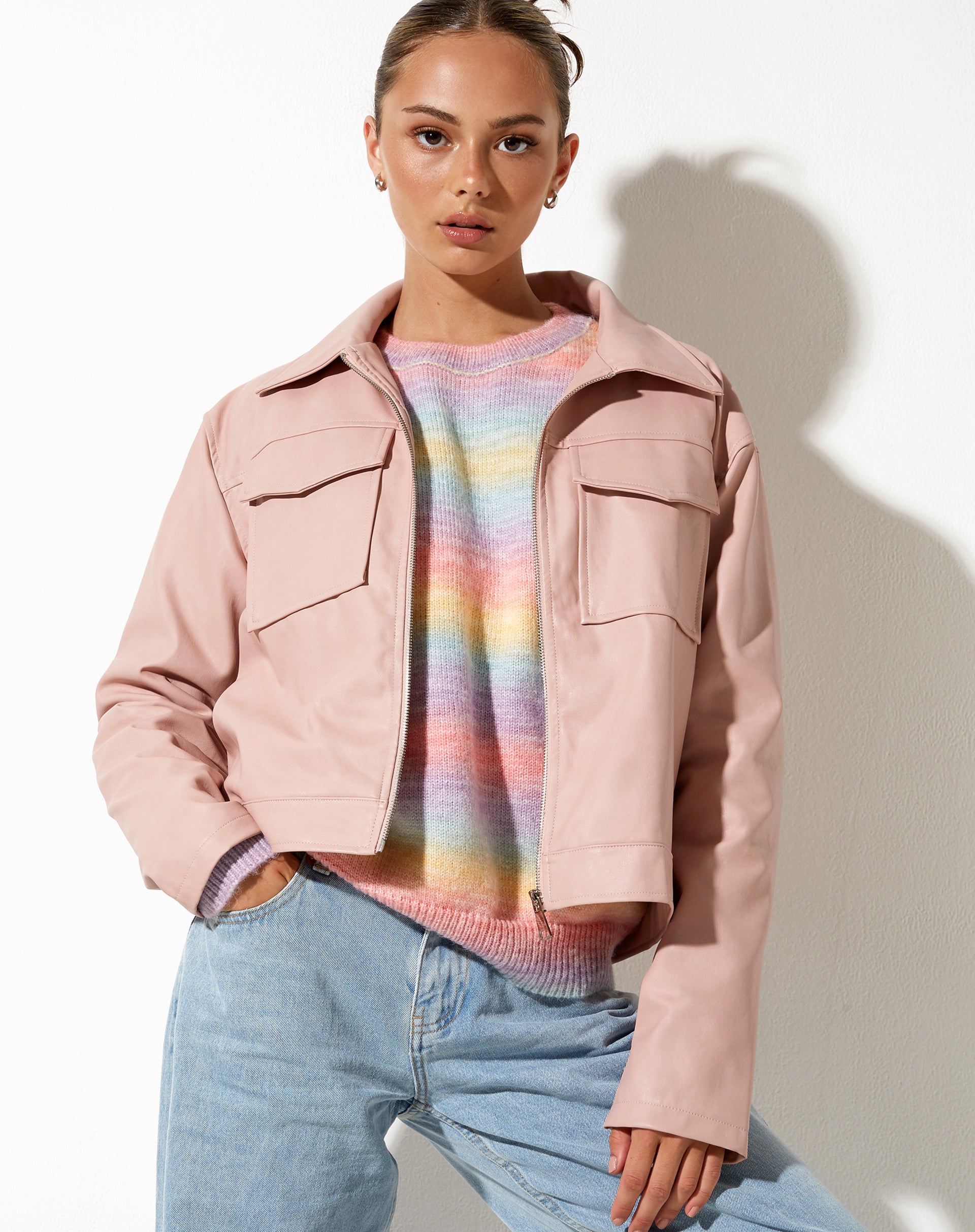 Pink pu clearance jacket