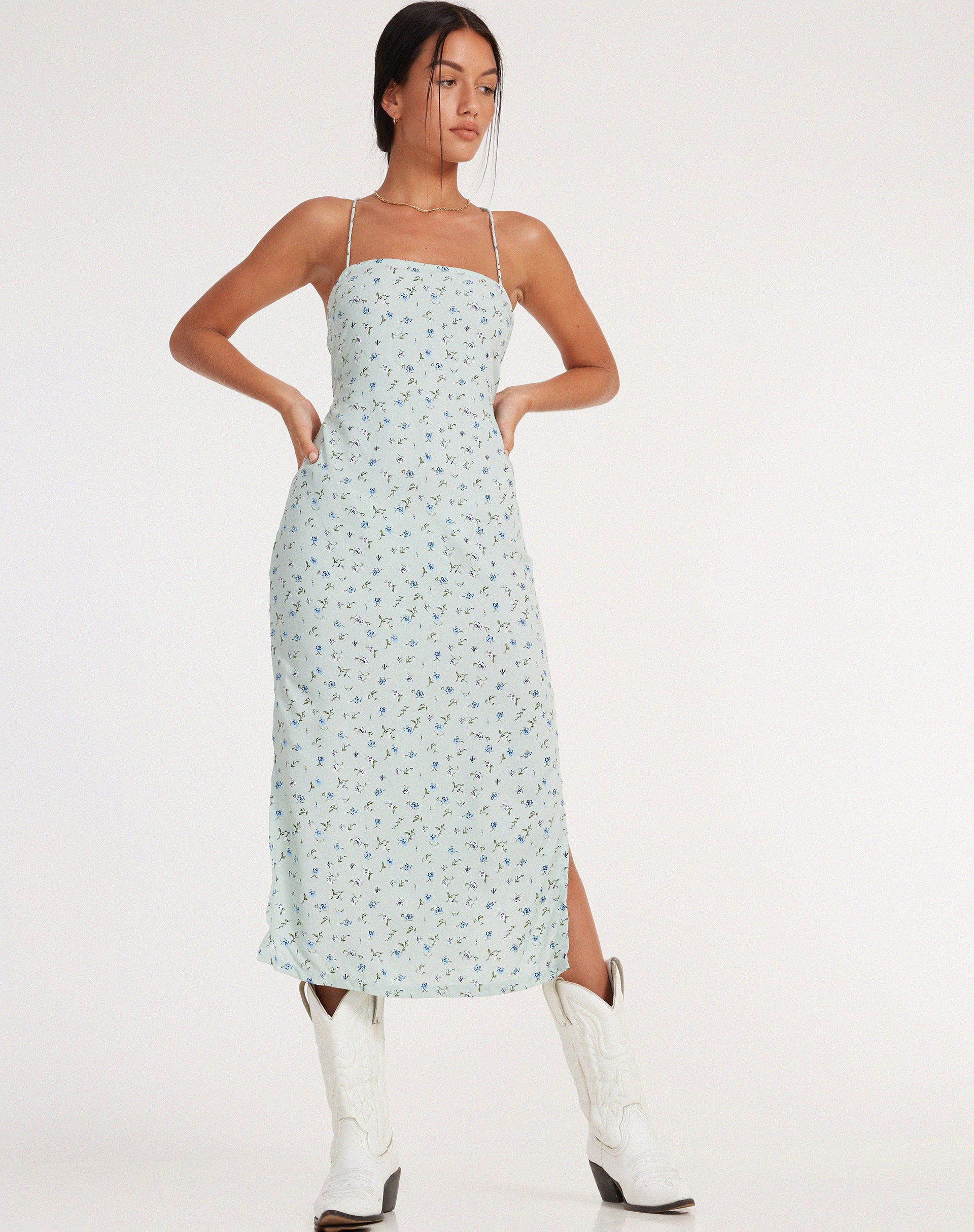 Nosita Midi Dress in Pretty Petal Green