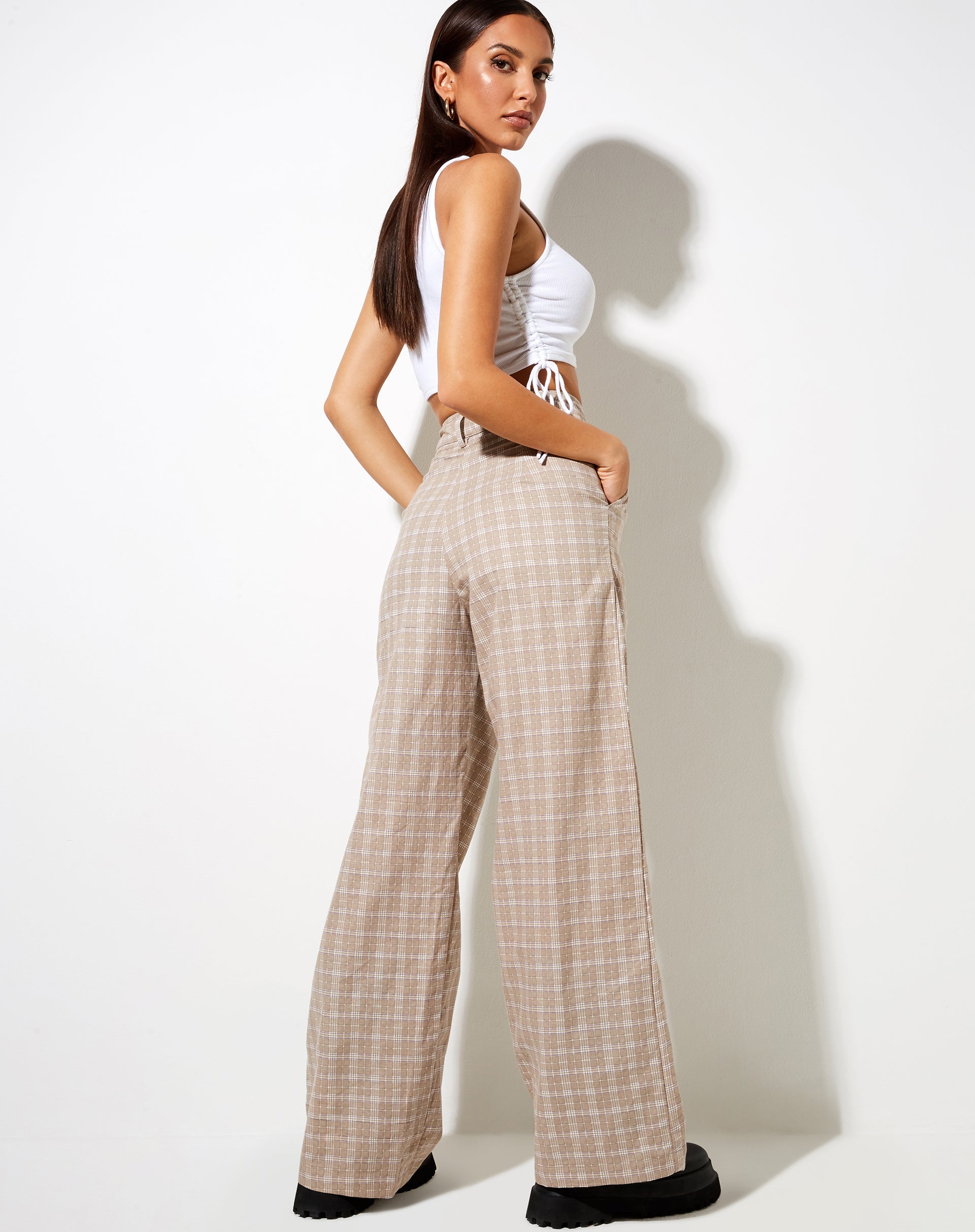 Florence Check Trousers - Tan – WYSE London