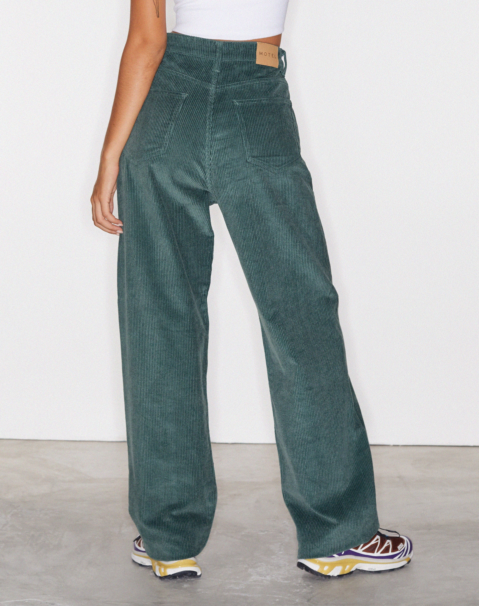 Dark Green Wide Leg Trousers | Parallel – motelrocks.com