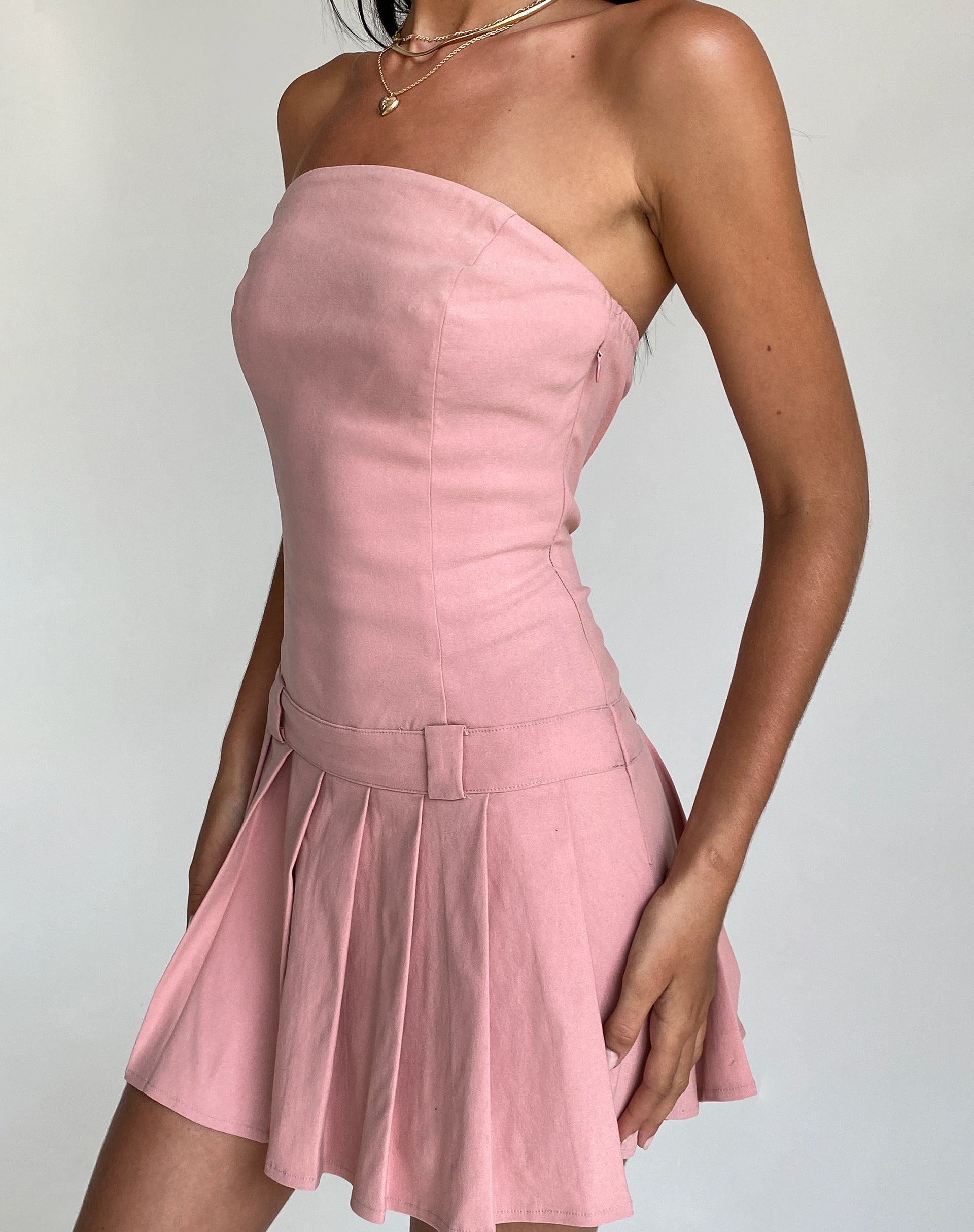 Pink bandeau mini clearance dress