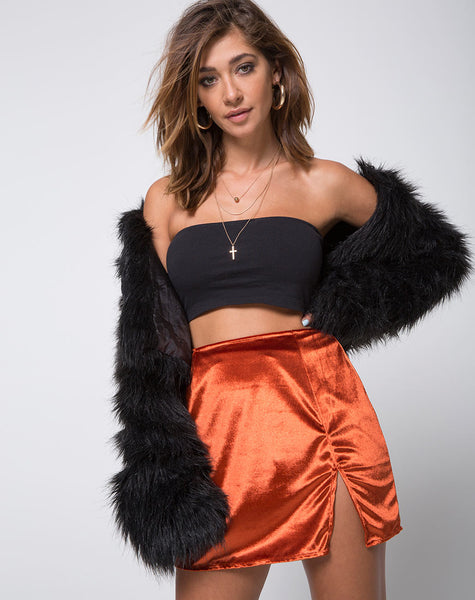 Pelmet Mini Skirt in Velvet Rust motelrocks