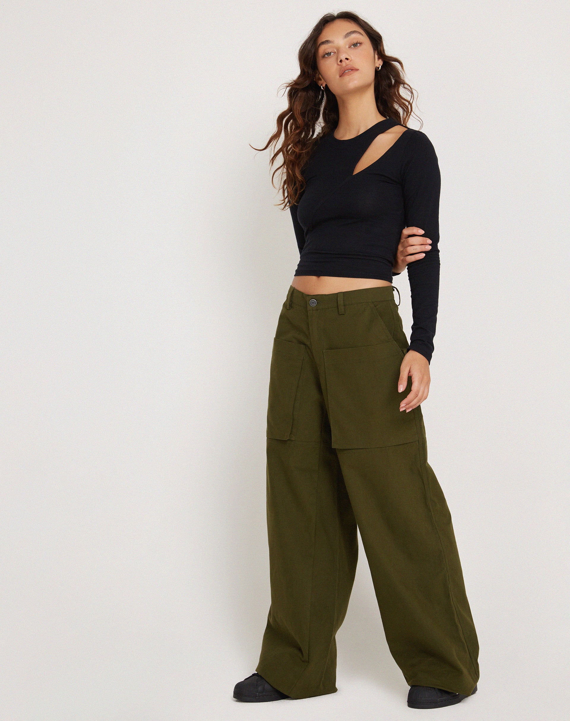 Olive straight leg store pants