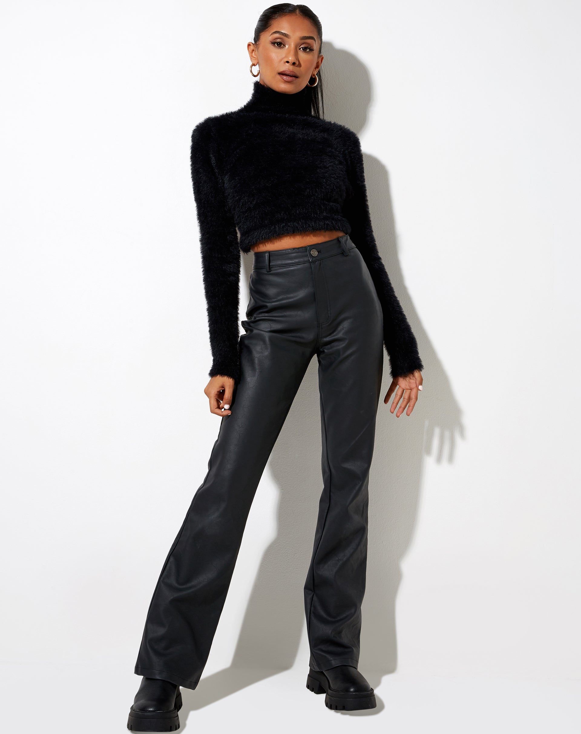 Black crop outlet knit