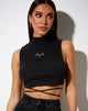 Image of Quera Crop Top in Rib Black Angelic Embro