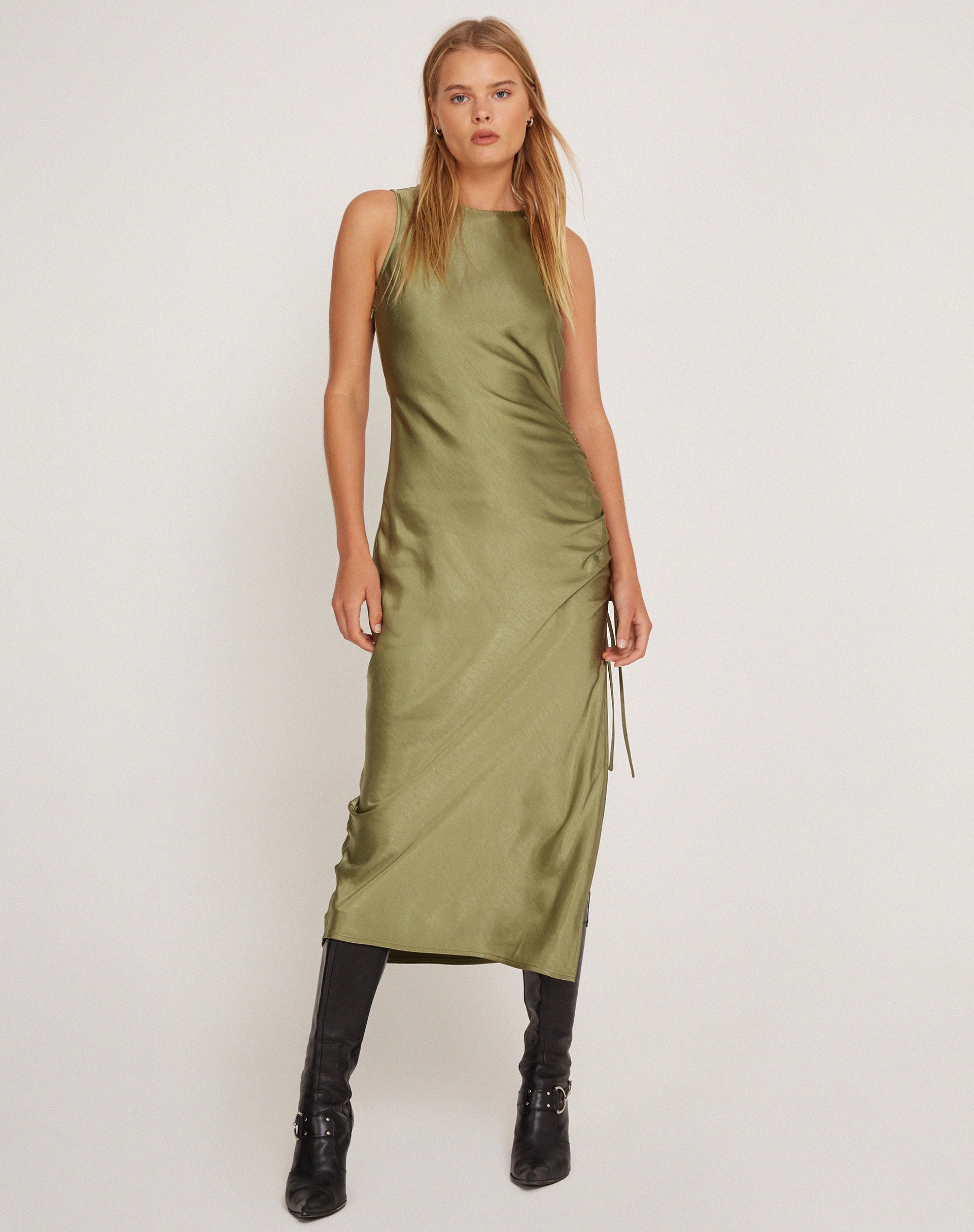 Olive midi outlet dress