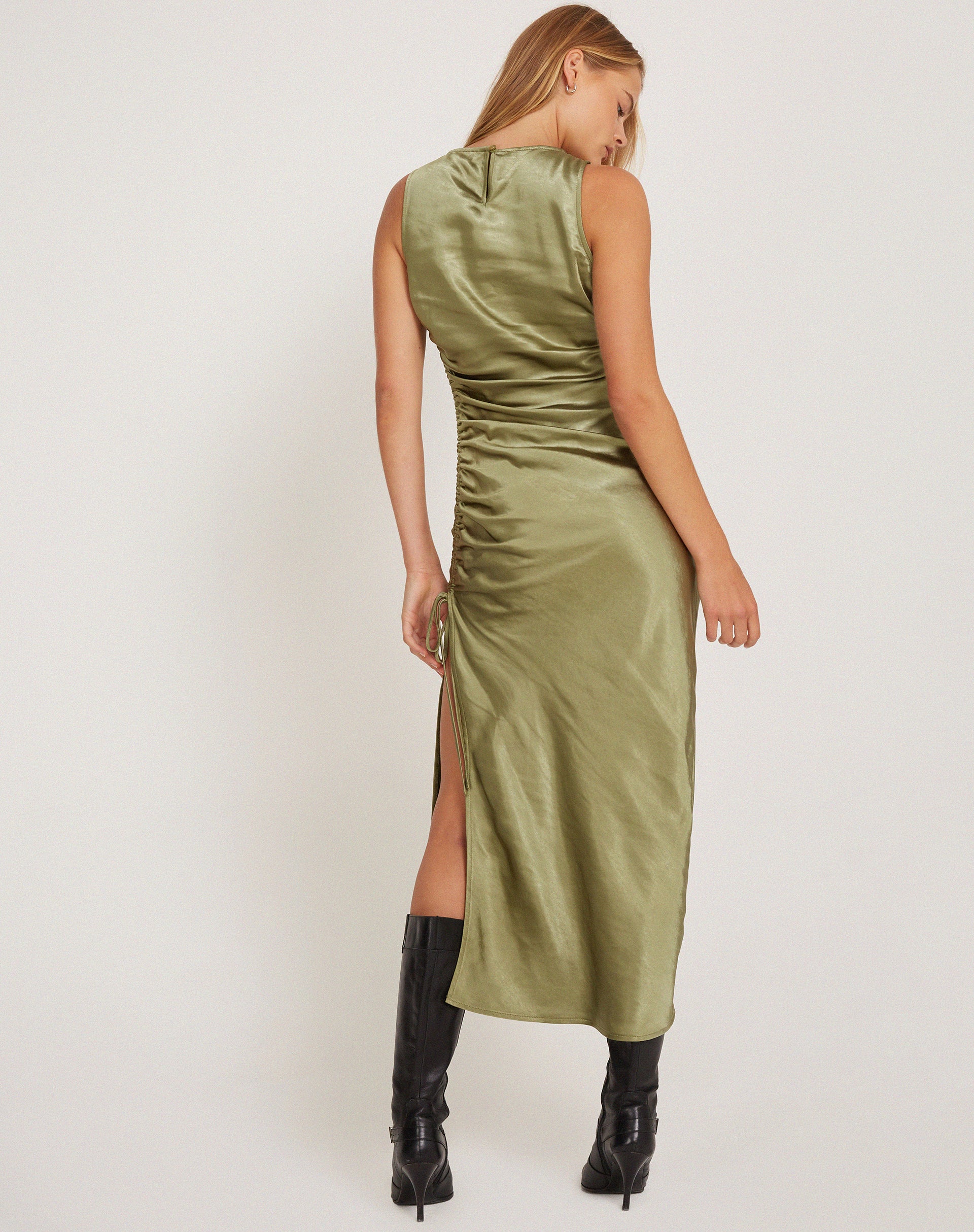 Silk on sale olive dress