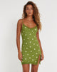 image of Daisy Mini Dress in Moss Green Custard Daisy Embro