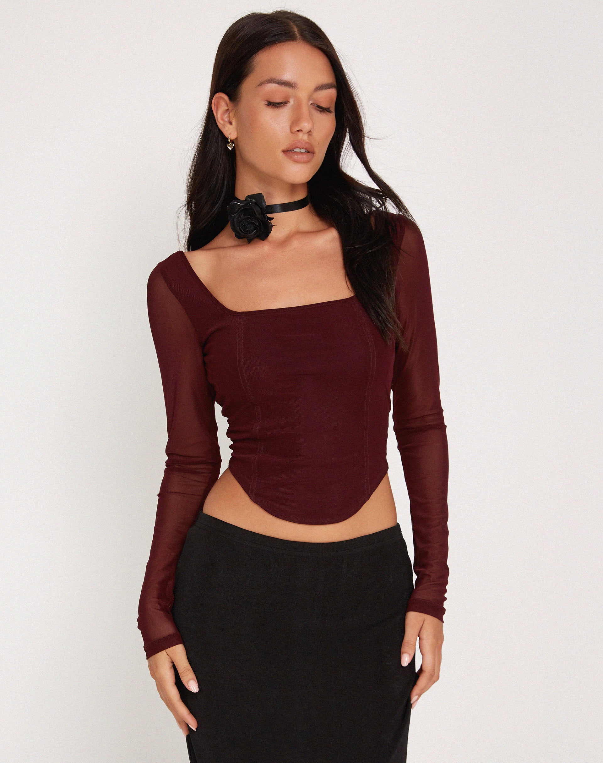 Burgundy crop clearance hoodie