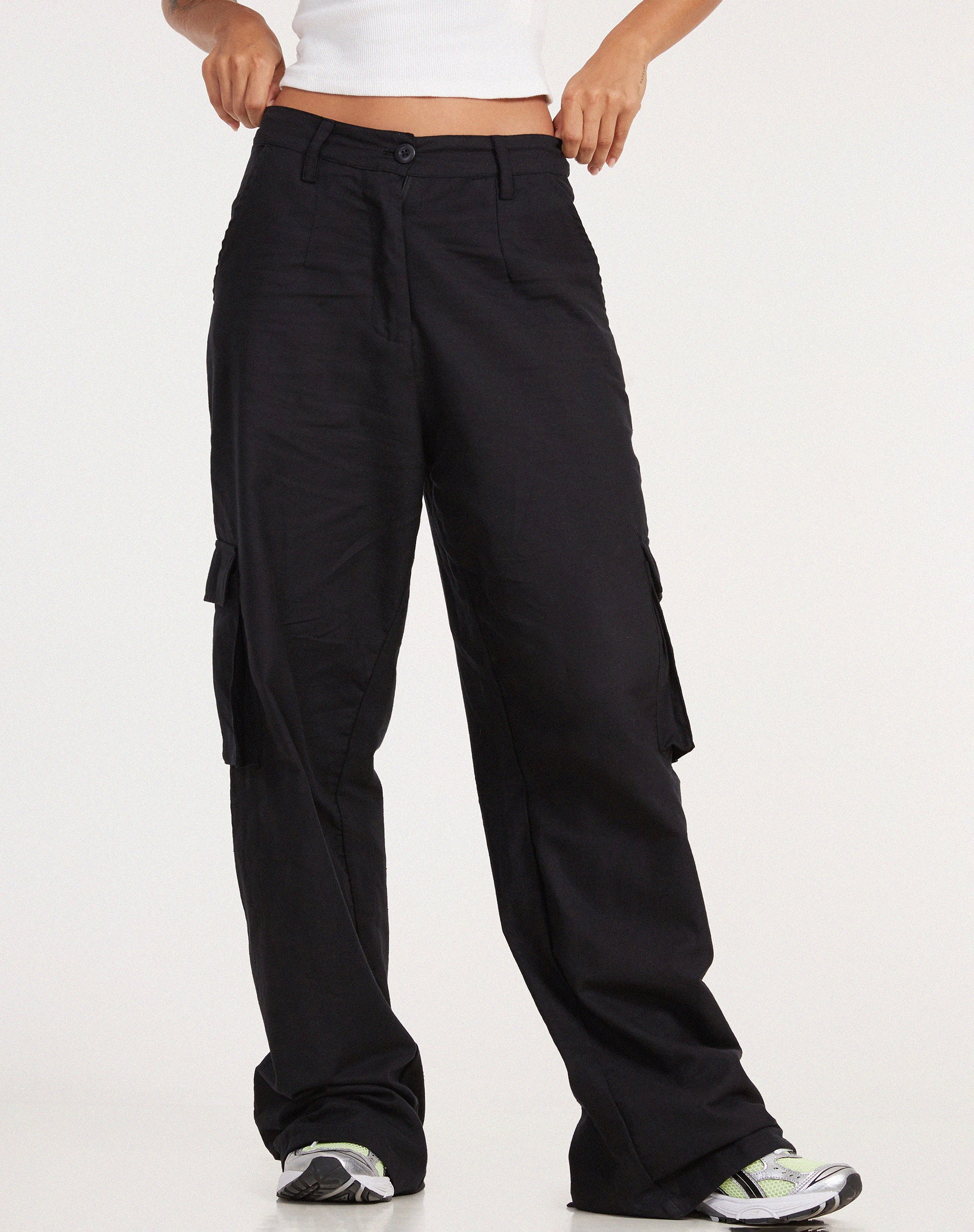 Black Wide Leg Cargo Pants | Jita – motelrocks.com