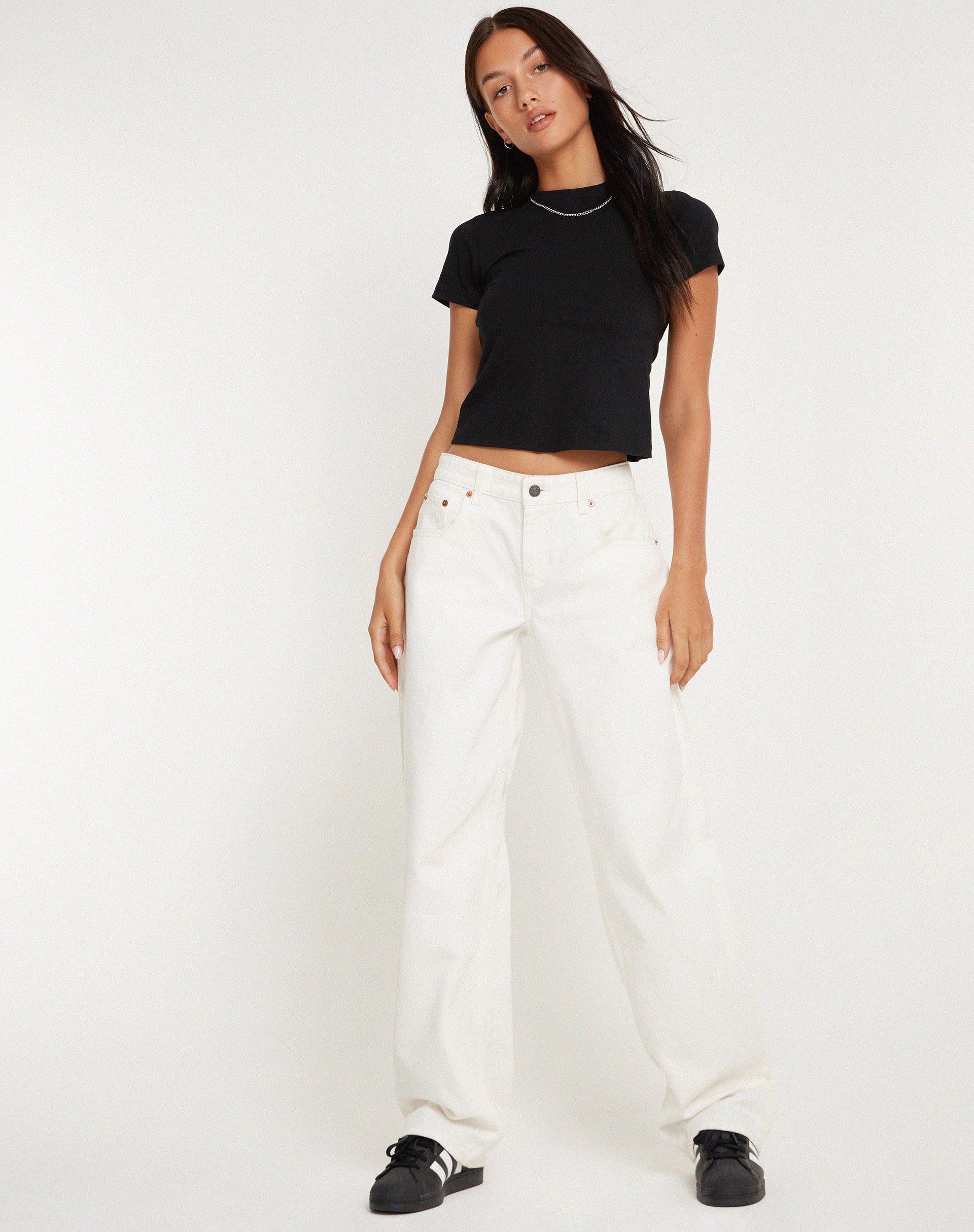 White straight 2024 fit jeans