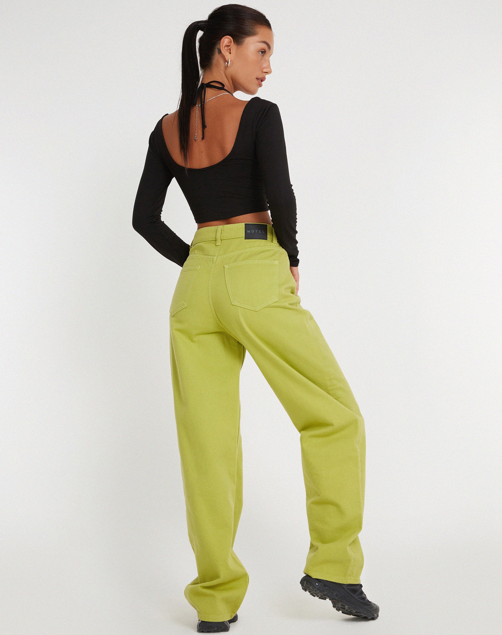 Green 90's Wide Leg Denim Jeans | Parallel – motelrocks.com