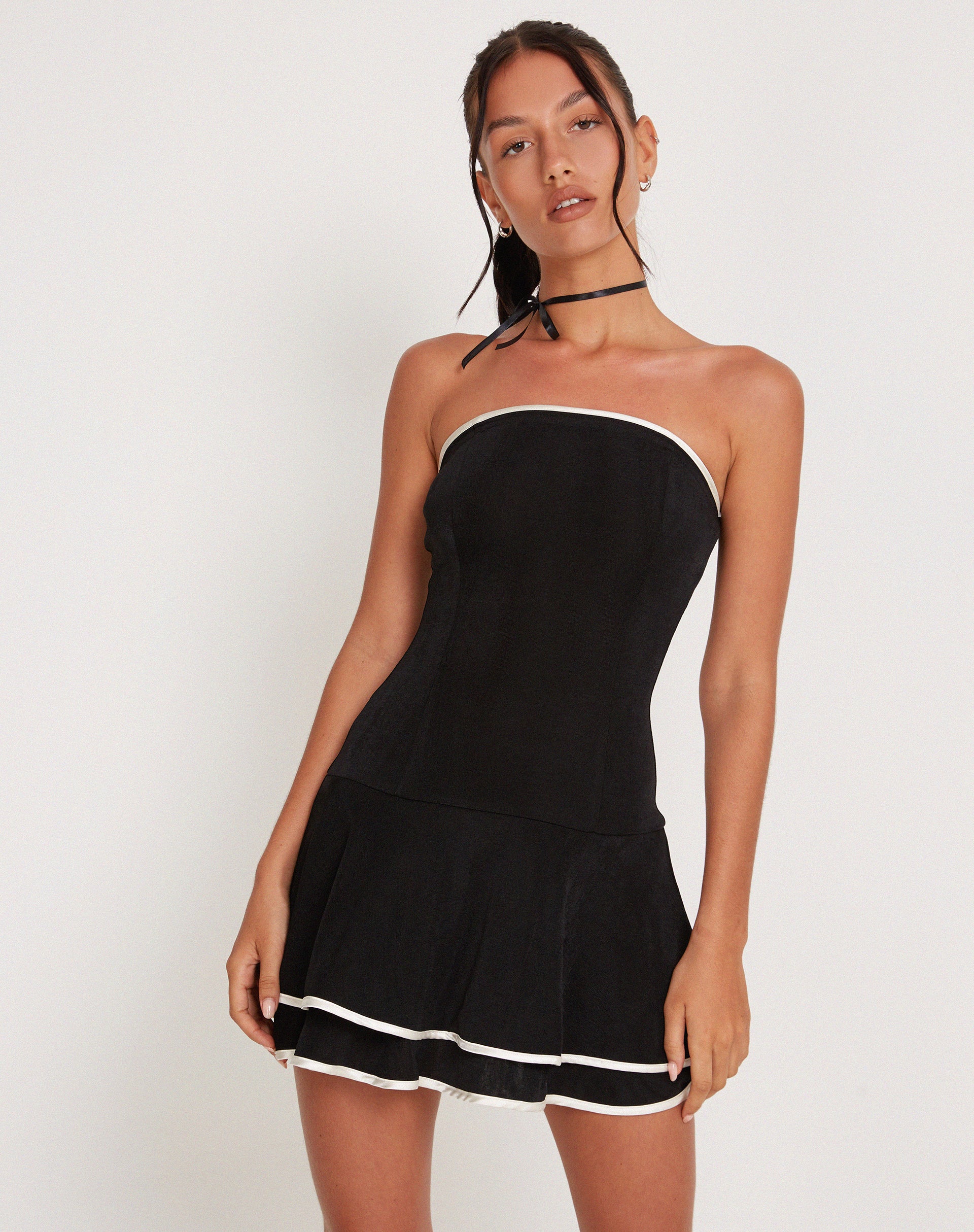 Black and white mini dress best sale