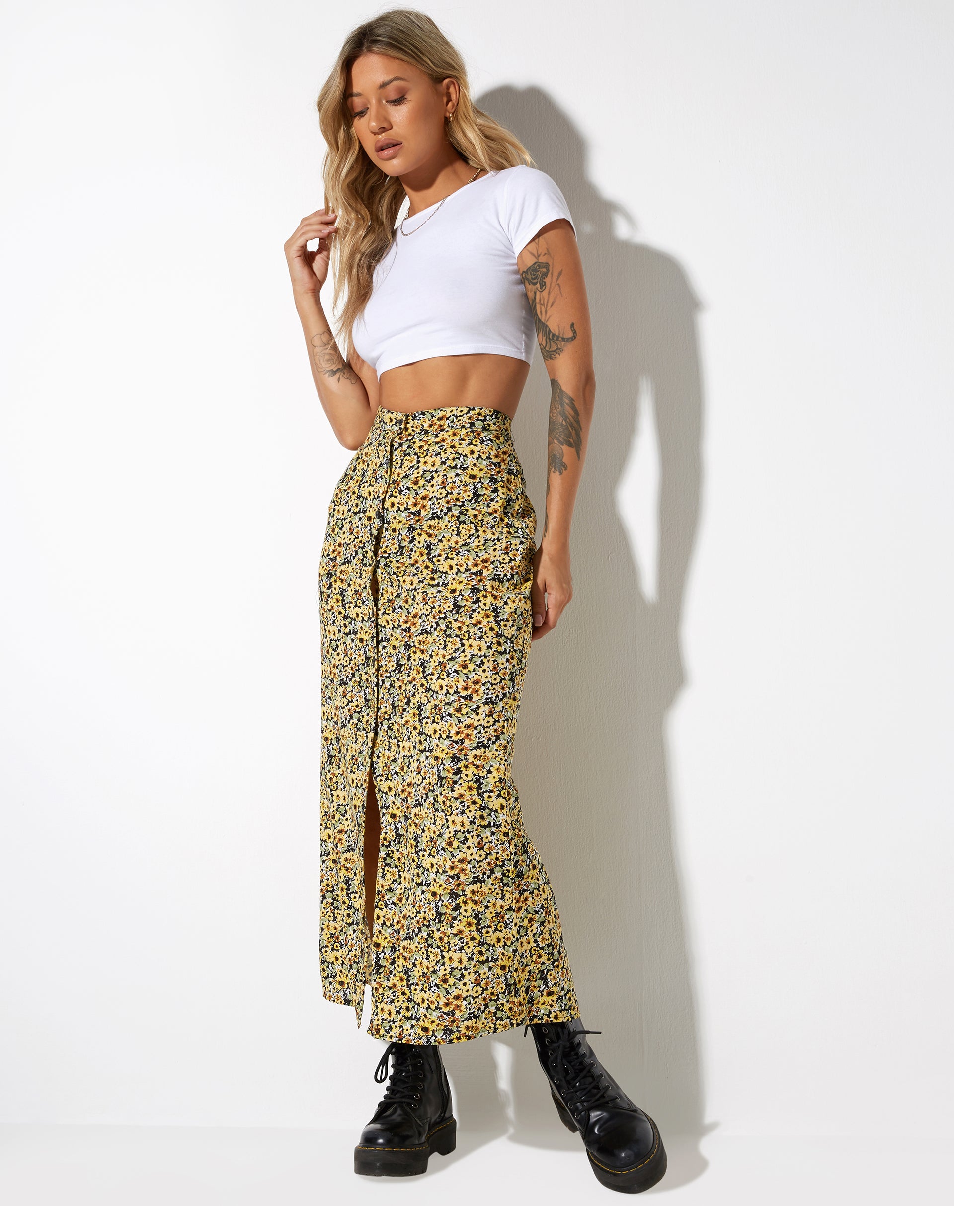 Leopard print maxi outlet skirt yellow