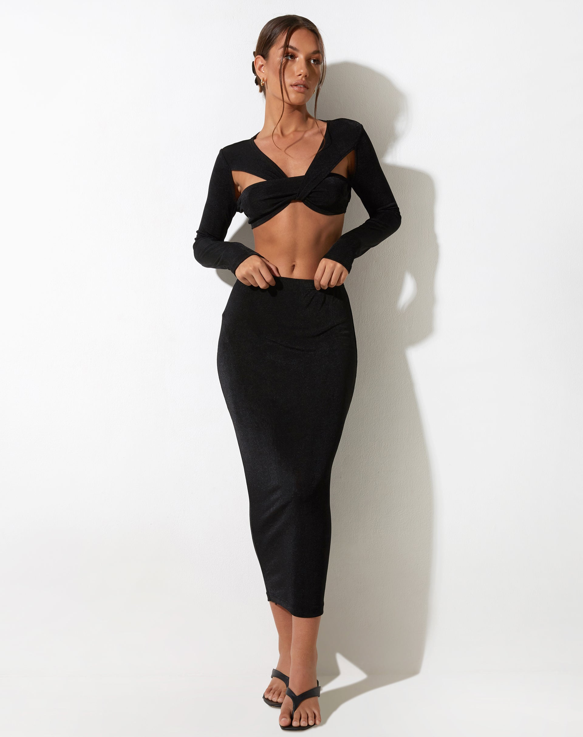 Black midi hot sale skirt bodycon