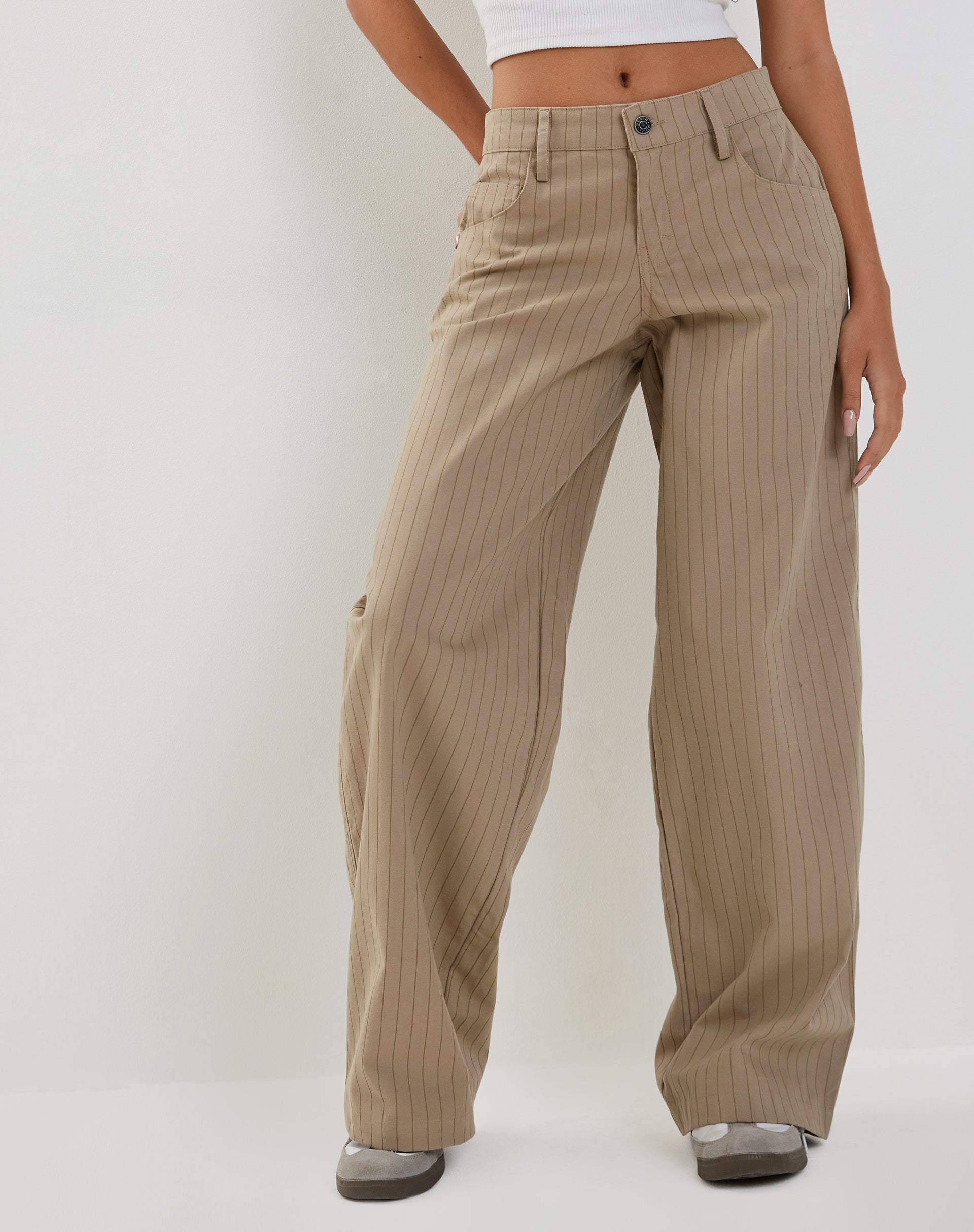 Low Rise Pinstripe Trousers