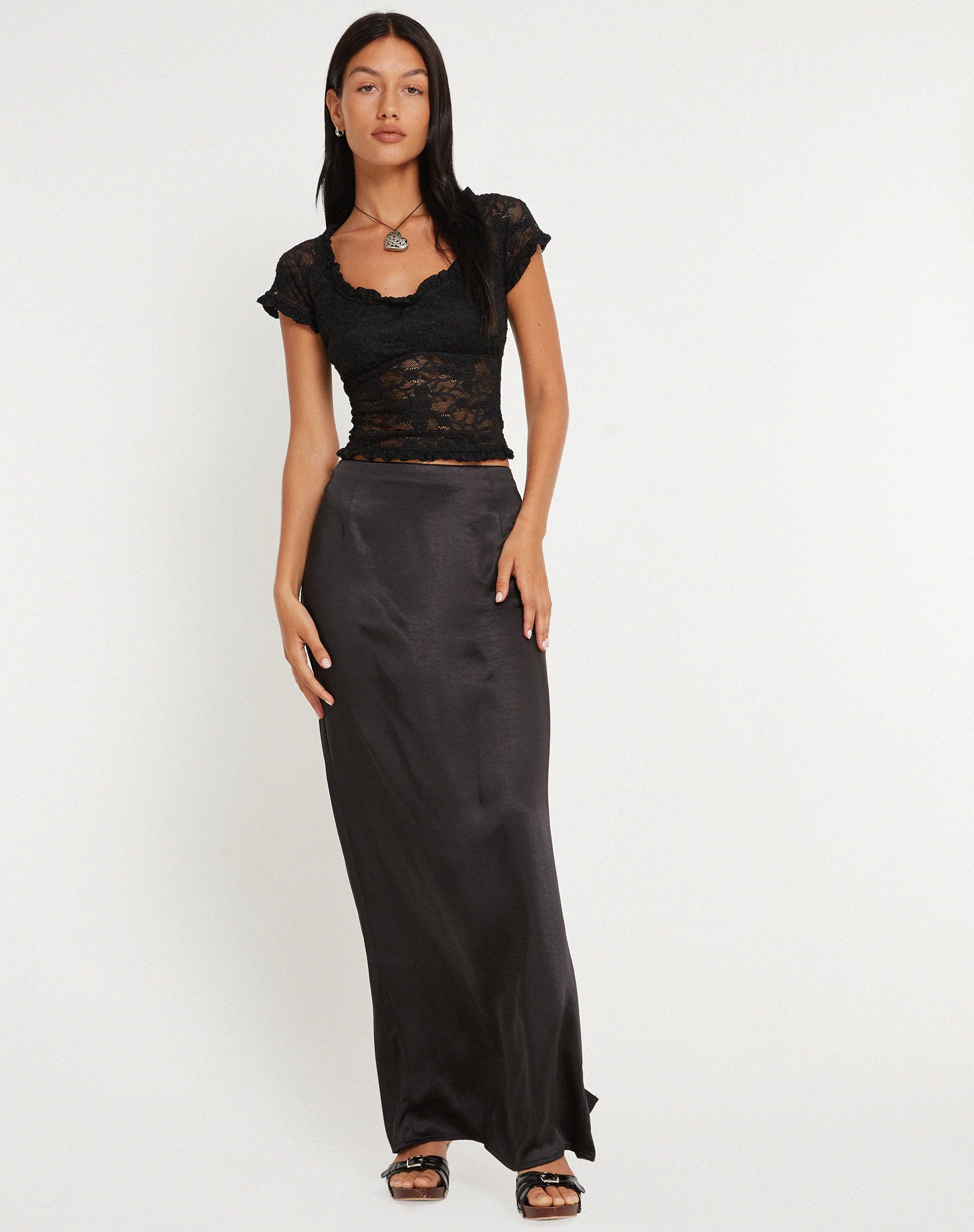 Black Short Sleeve Scoop Neckline Lace Detailing Top | Rufte ...