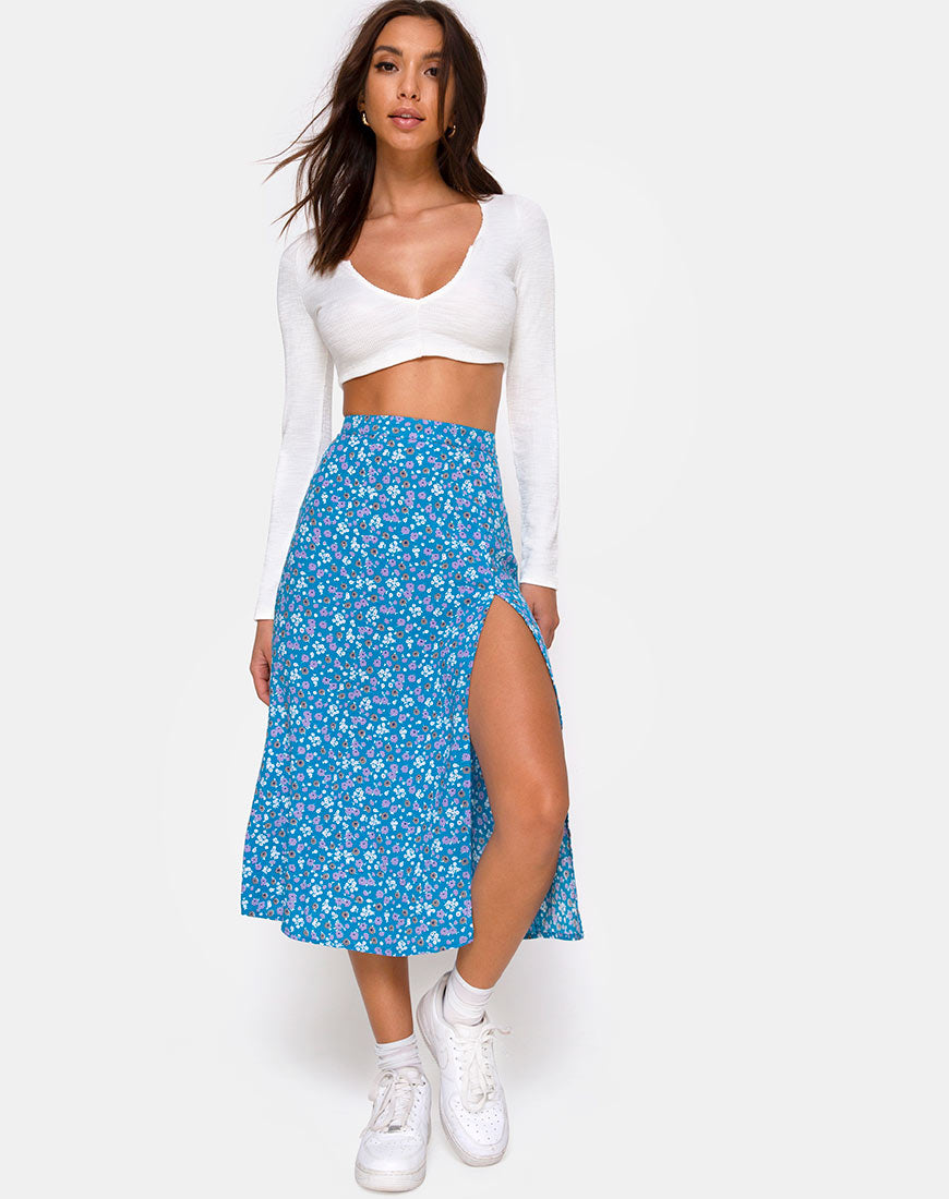 Saika Skirt | Baby Blue Bloom – motelrocks.com