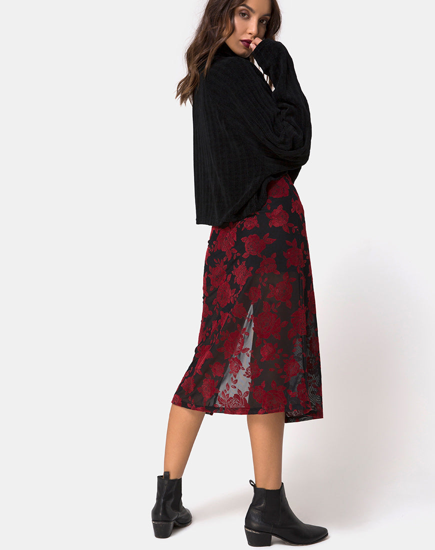 Mesh Rose Midi Skirt | Saika – motelrocks.com