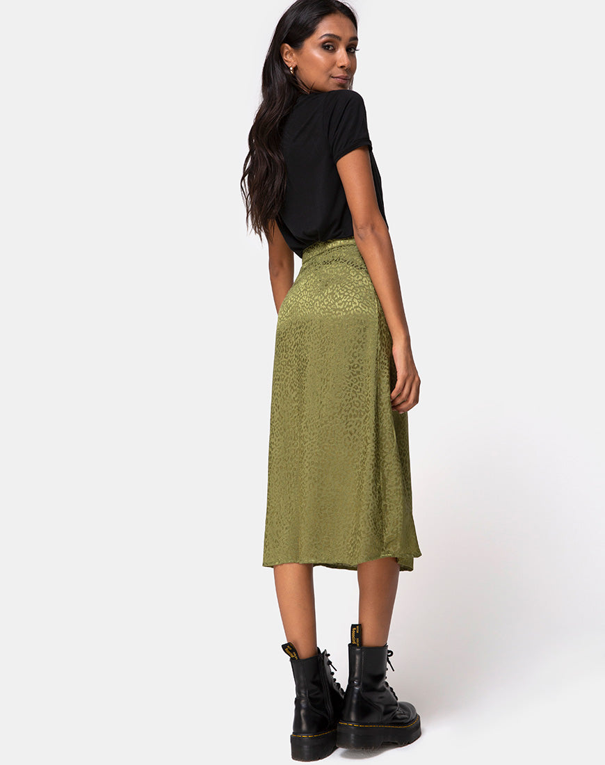 Cheetah midi skirt green hotsell