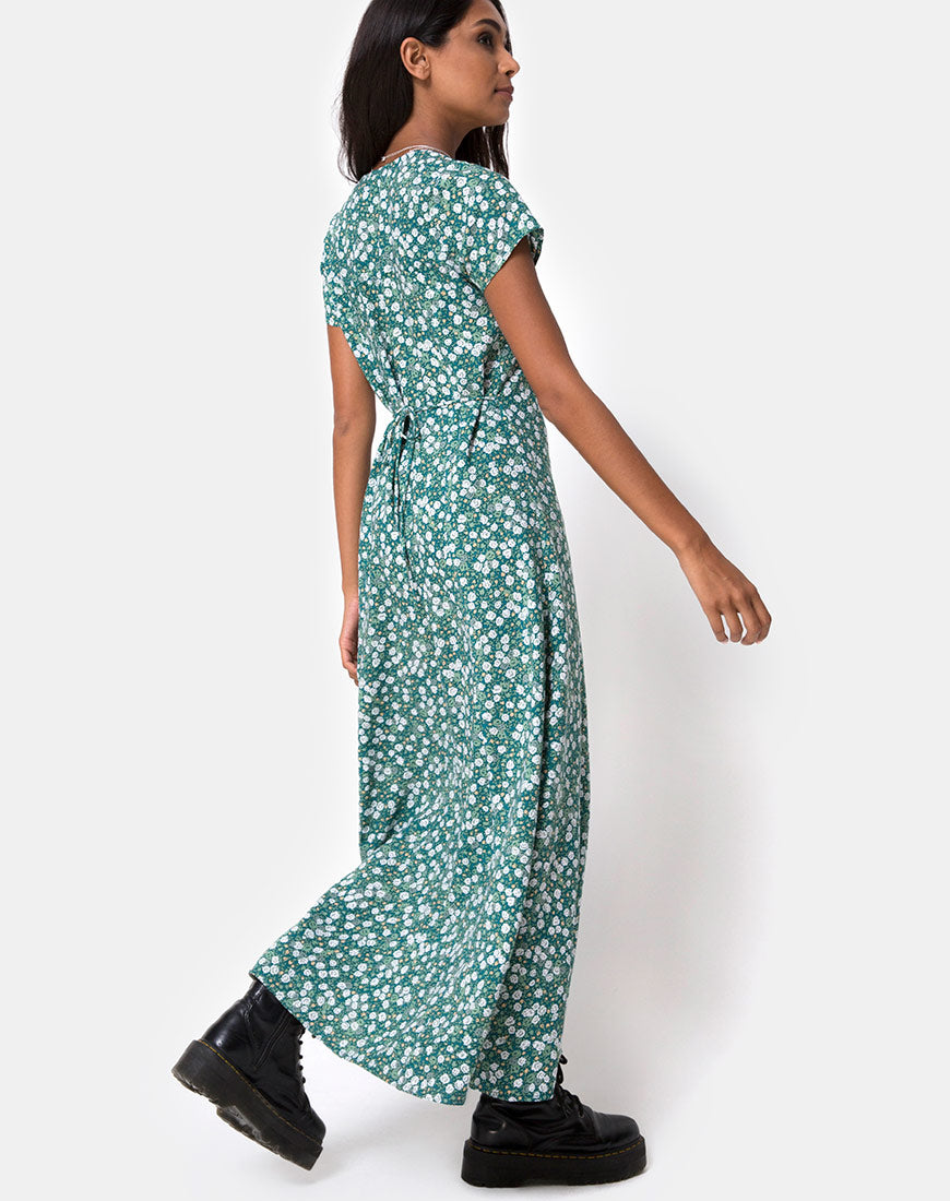 Sanrin Midi Dress in Floral Field Green – motelrocks.com