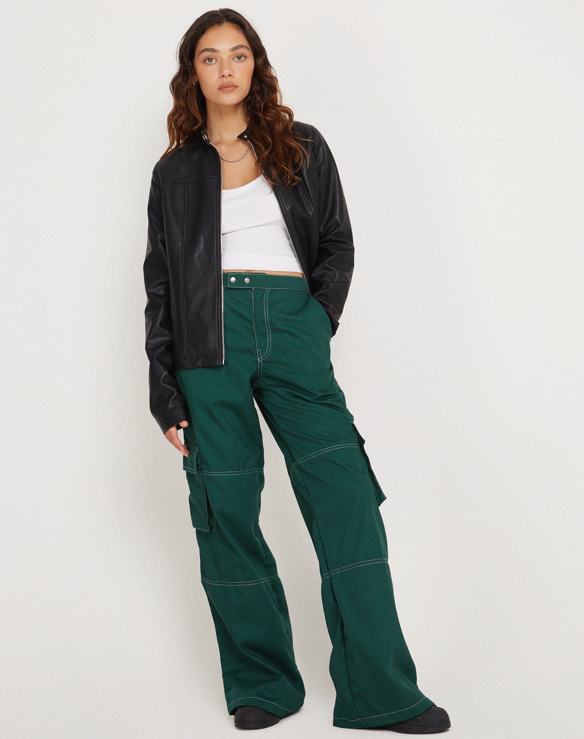 Green straight leg cargo sales pants