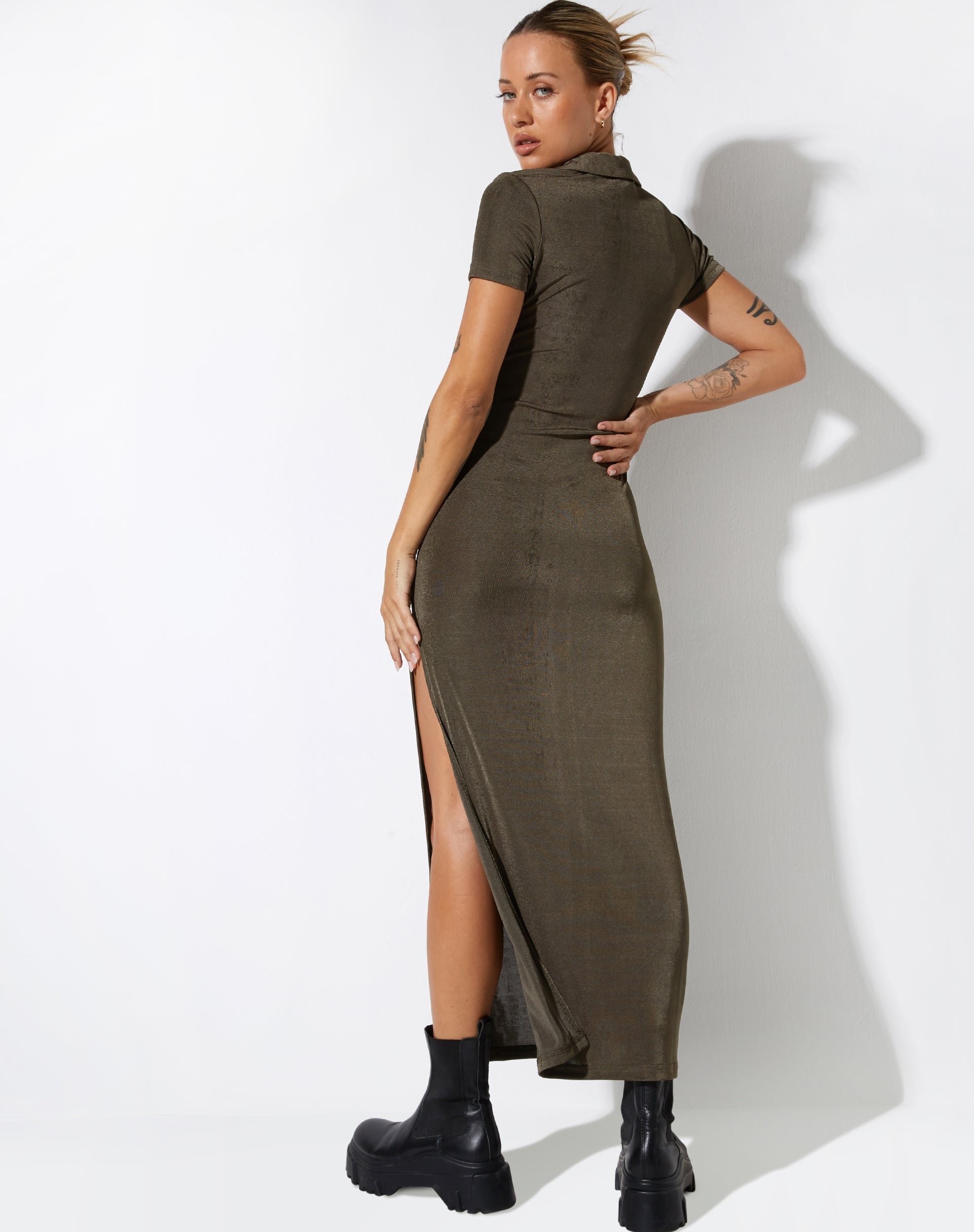 Dark 2024 olive dress