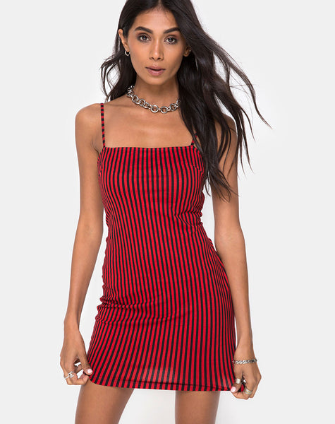 Black dress with red cheap stripe