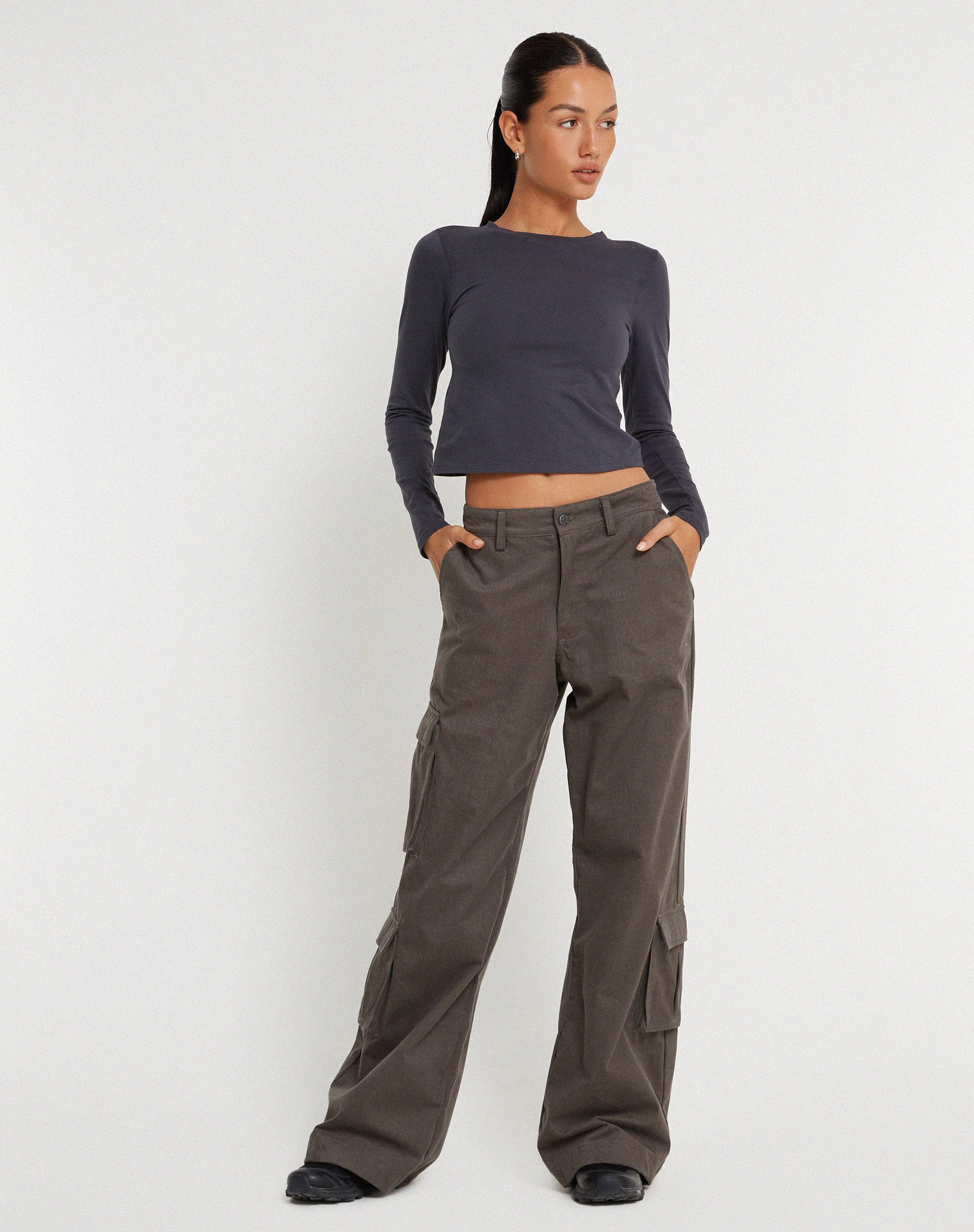 Dark grey outlet wide leg trousers