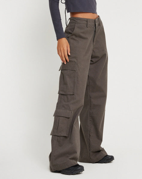 Sammey Wide Leg Relaxed Fit Trousers Charcoal Grey