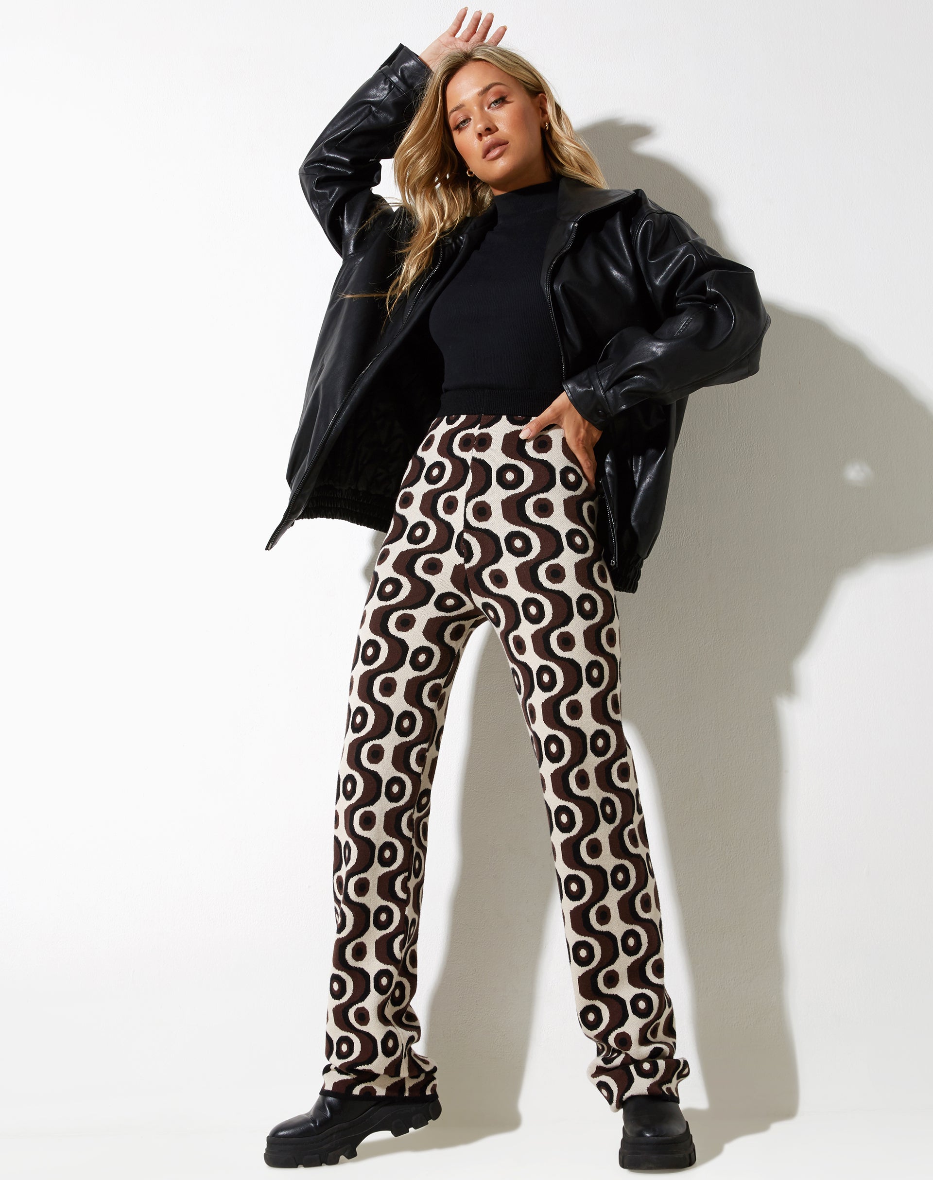 Pieces straight leg trousers co-ord in multi wavy print | ASOS