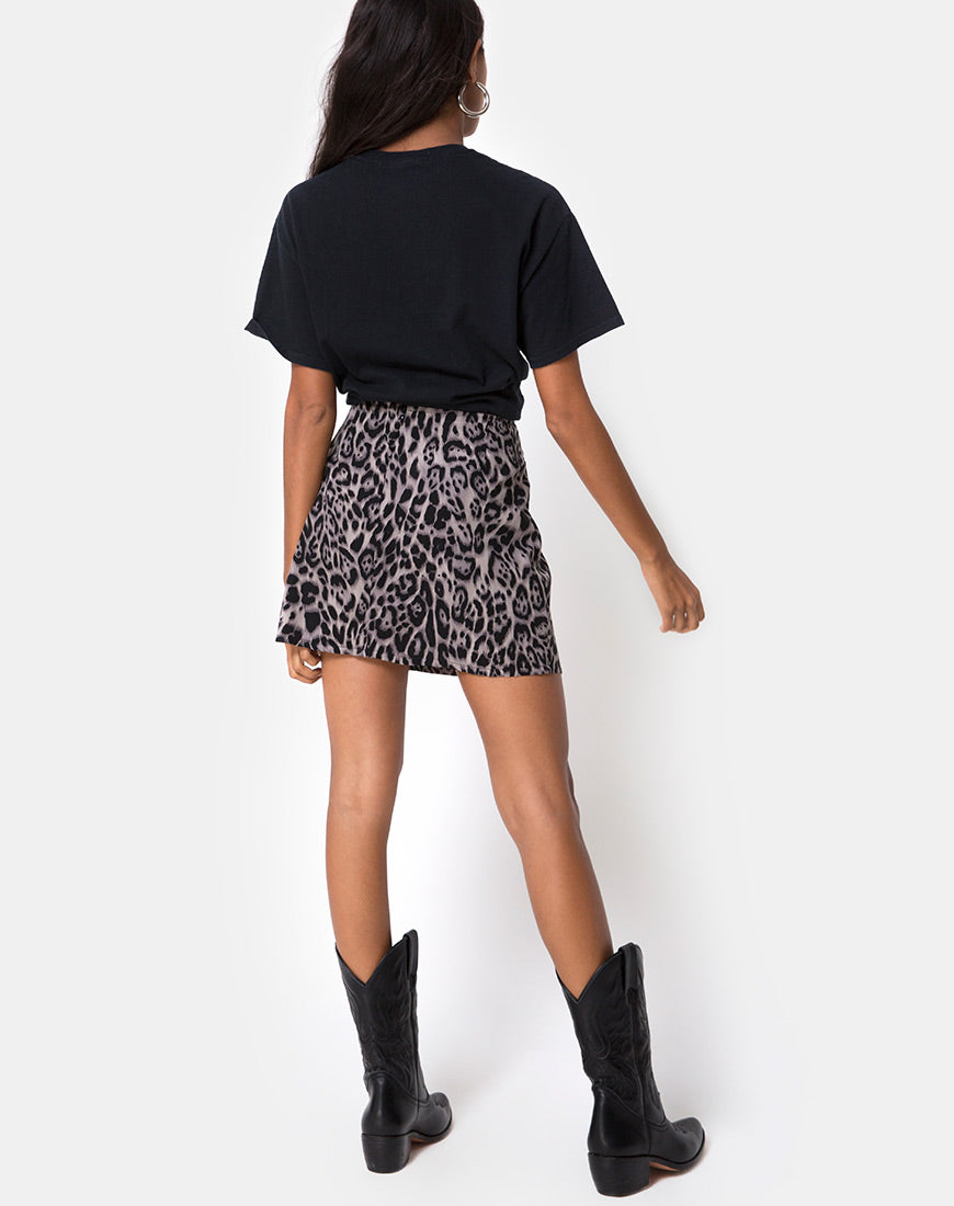 Leopard print flowy mini skirt sale